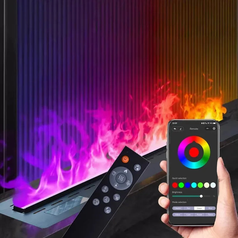 3D Vapor Electric Fireplace For Living Room Smart Simulated Flame Atomization App Control Fireplace TV Stand