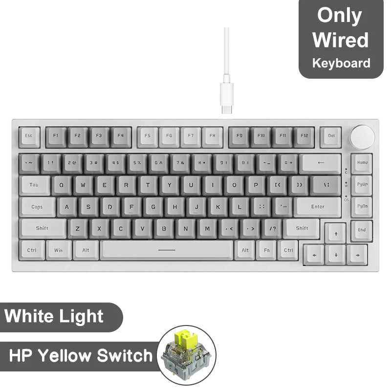 Pro Gaming Mechanical Keyboard Bluetooth 5.1/Wireless/C-Wired Customised Keyboard with Knob Hot Swapping Gasket
