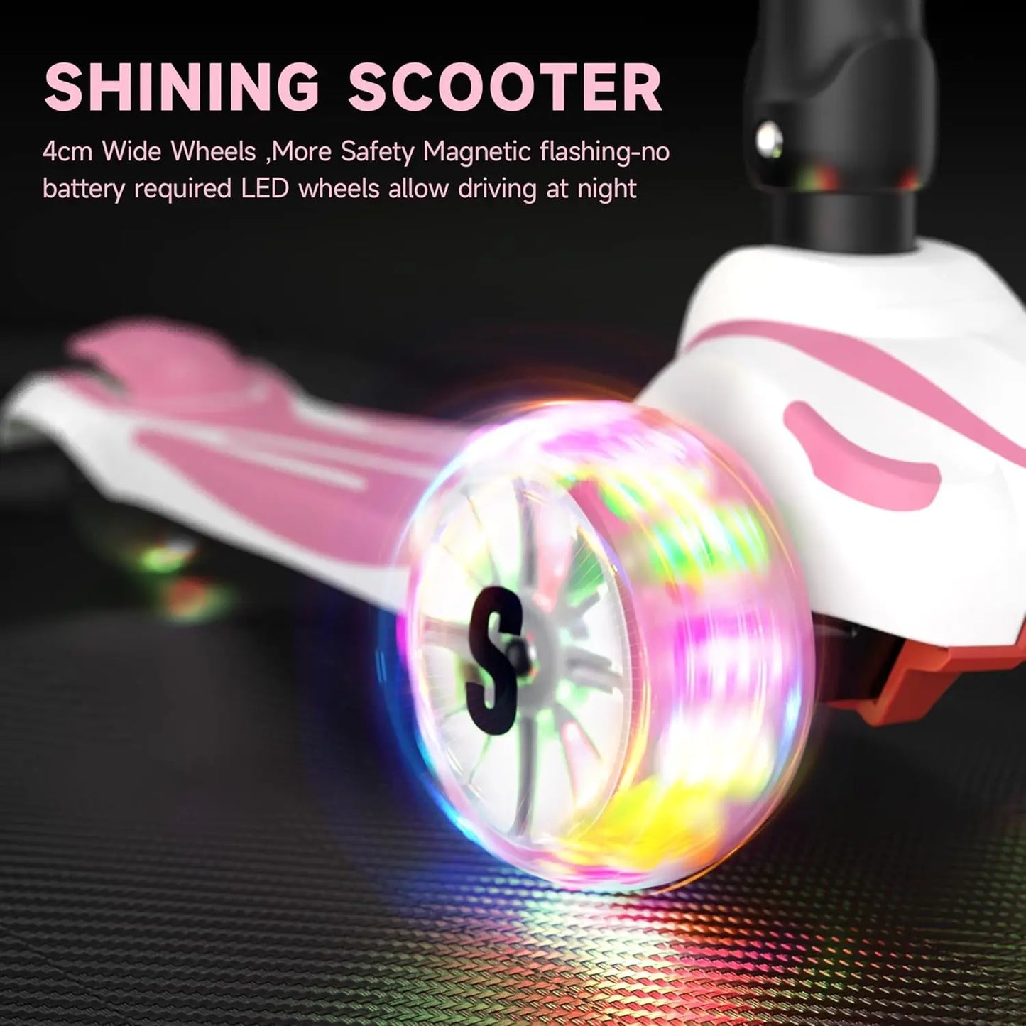 Sejoy Baby Scooter with LED Wheels Adjustable Height, Foldable Design & Dual Modes 2-8 Years