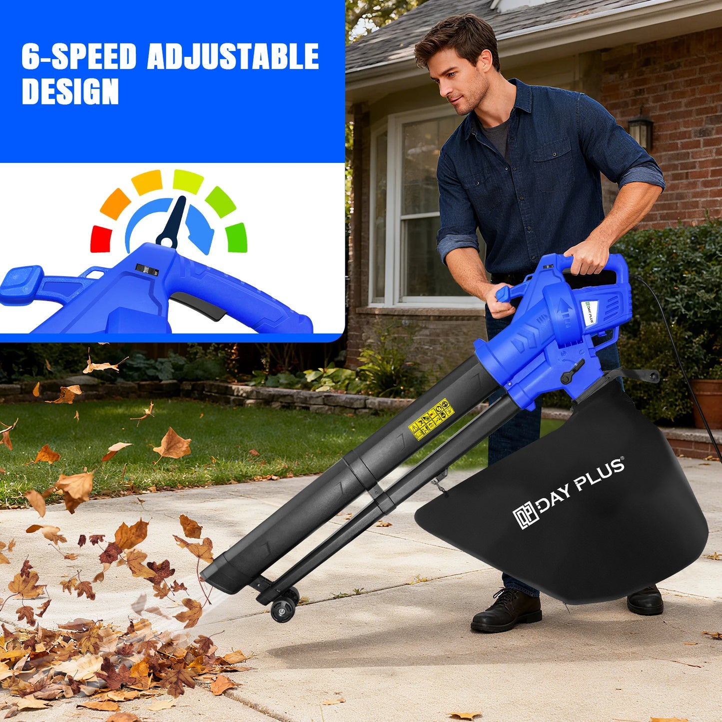 3-in-1 Lightweight Leaf Blower, Garden Vacuum & Mulcher for Easy Clearing of Leaves & Waste in Garden, Patio & Driveway
