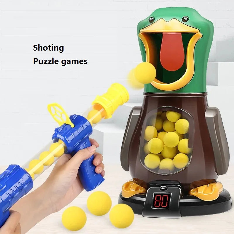 Hungry Shooting Duck Toys Air-powered Gun Soft Bullet Ball With Light Electronic Scoring Games for Kids