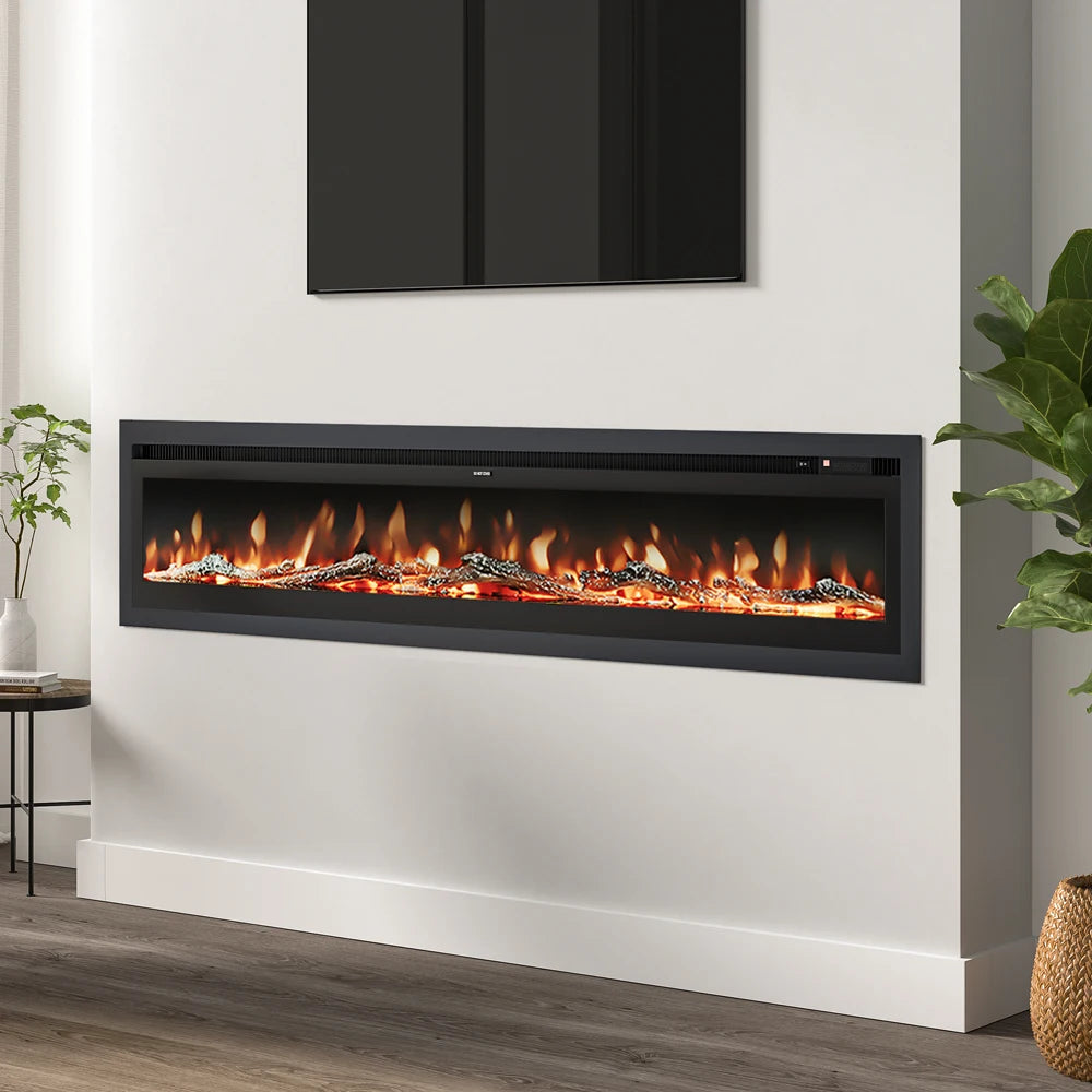 70/80 Inch Electric Fireplace with Remote 12 Flame Colours 1800W Home Decoration