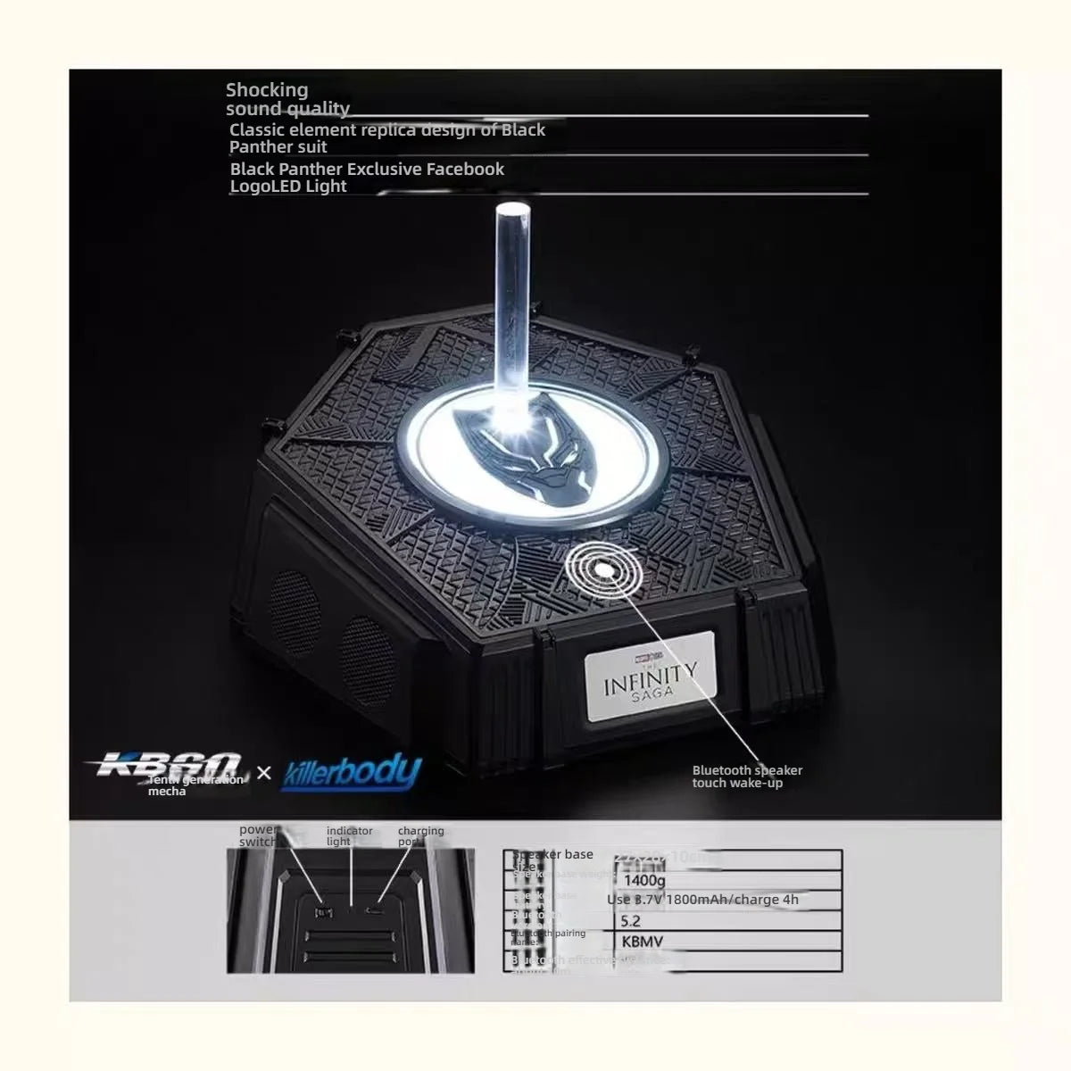 Black Panther Helmet 1:1 Wearable - Avengers Cosplay Mask, LED Series Base Set, Collectible Model Gift