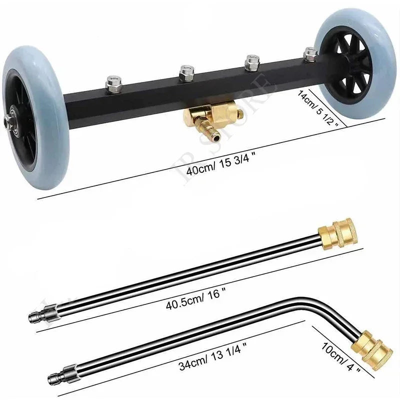 5000PSI car chassis high pressure washer 16 inch electric car locomotive bottom water broom with 2 extension rods