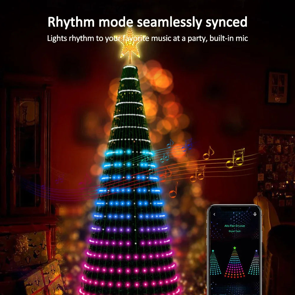 Christmas Tree Star Lights Smart RGB with Remote Timer Music Sync Bluetooth App Controlled