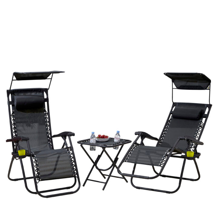 Neo Black Adjustable Zero Gravity Chair & Table Set - Ultimate Comfort Awaits!