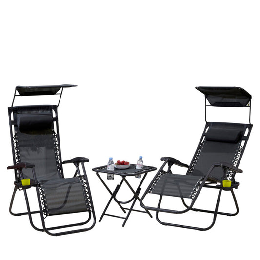 Neo Black Adjustable Zero Gravity Chair & Table Set - Ultimate Comfort Awaits!