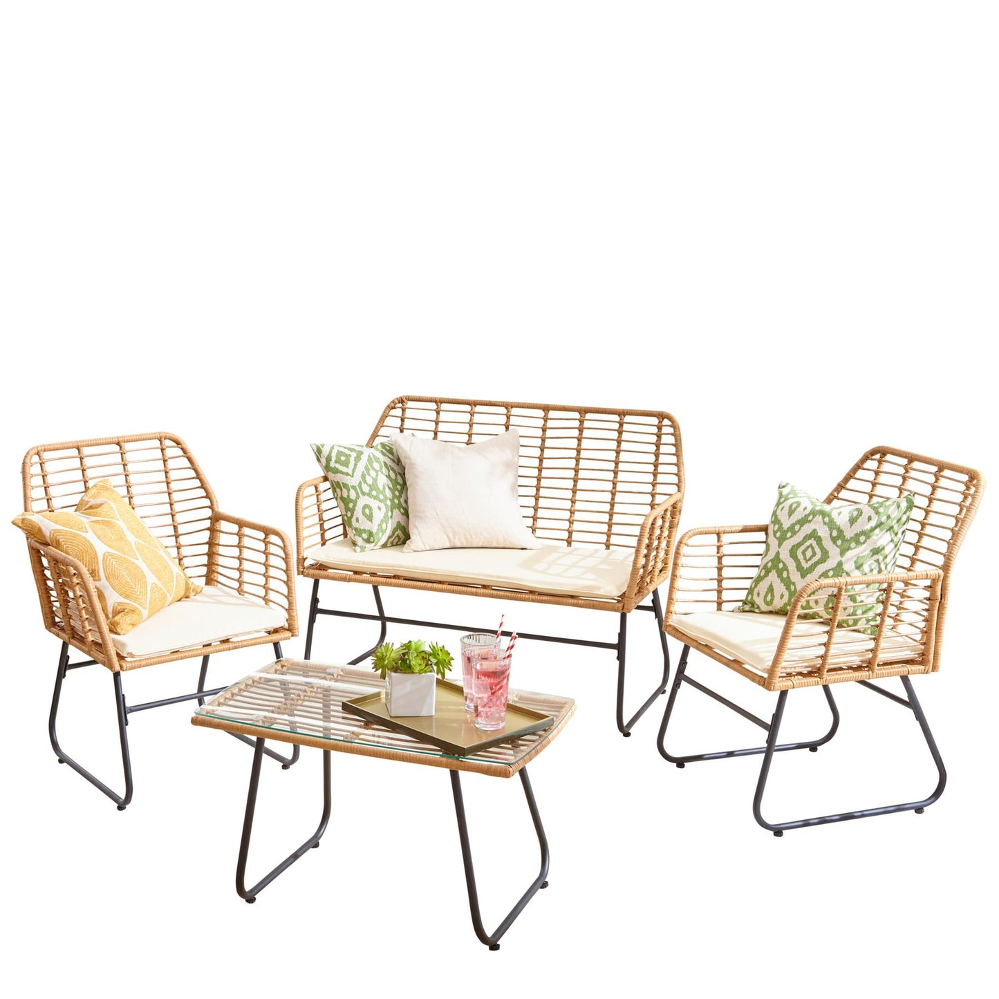 Neo Wicker 4-Piece Garden Sofa Set: Stylish Comfort for Outdoor Bliss