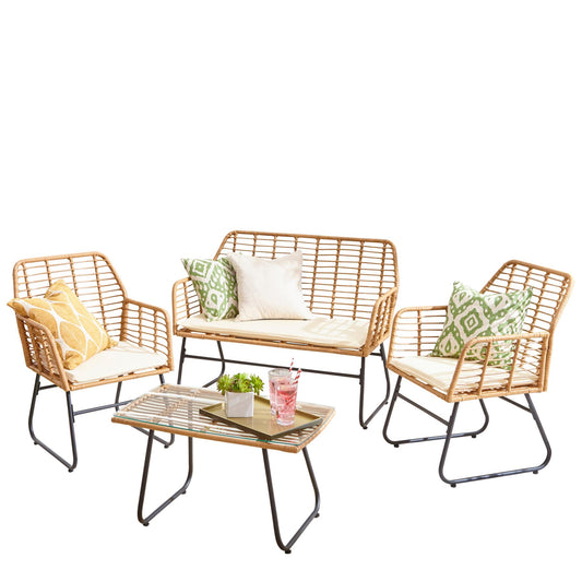 Neo Wicker 4-Piece Garden Sofa Set: Stylish Comfort for Outdoor Bliss