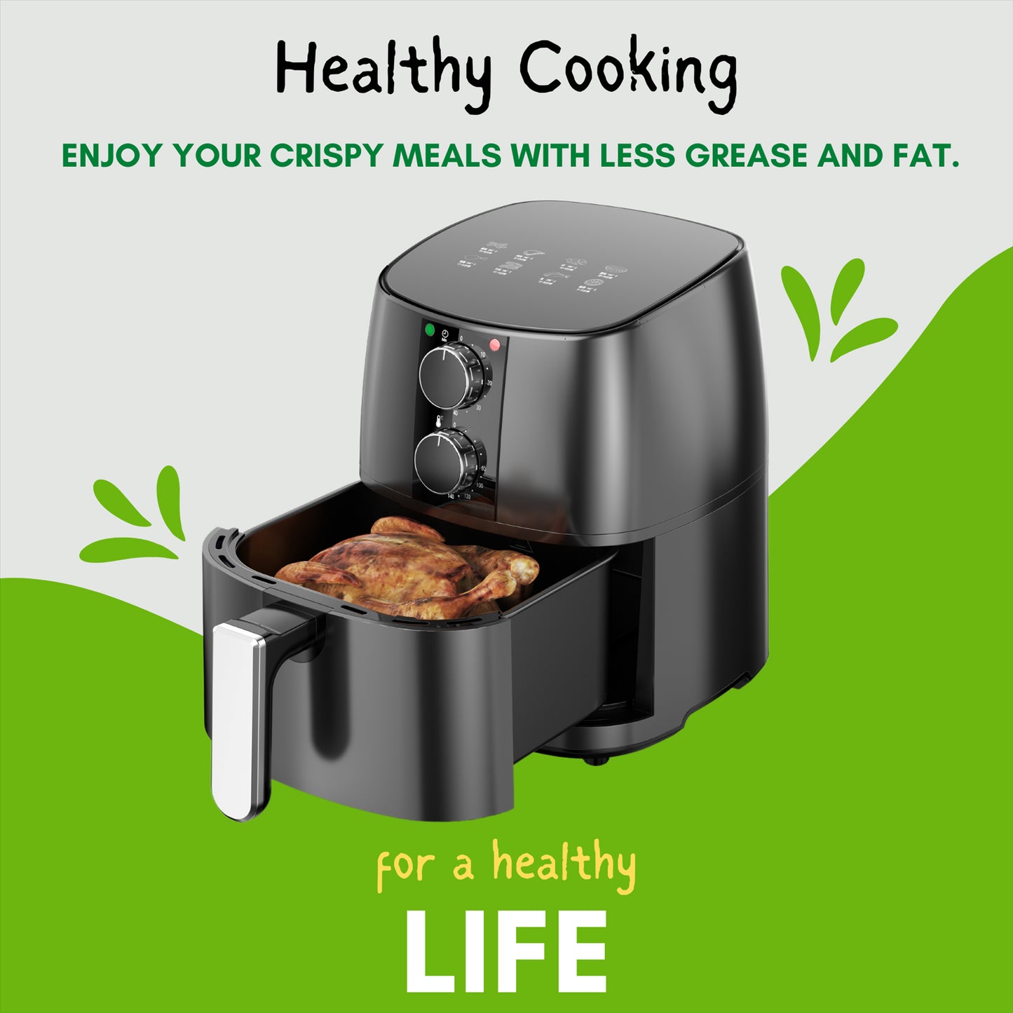 Domestic King 4L Air Fryer - Healthy Cooking & Free Recipe Book Included
