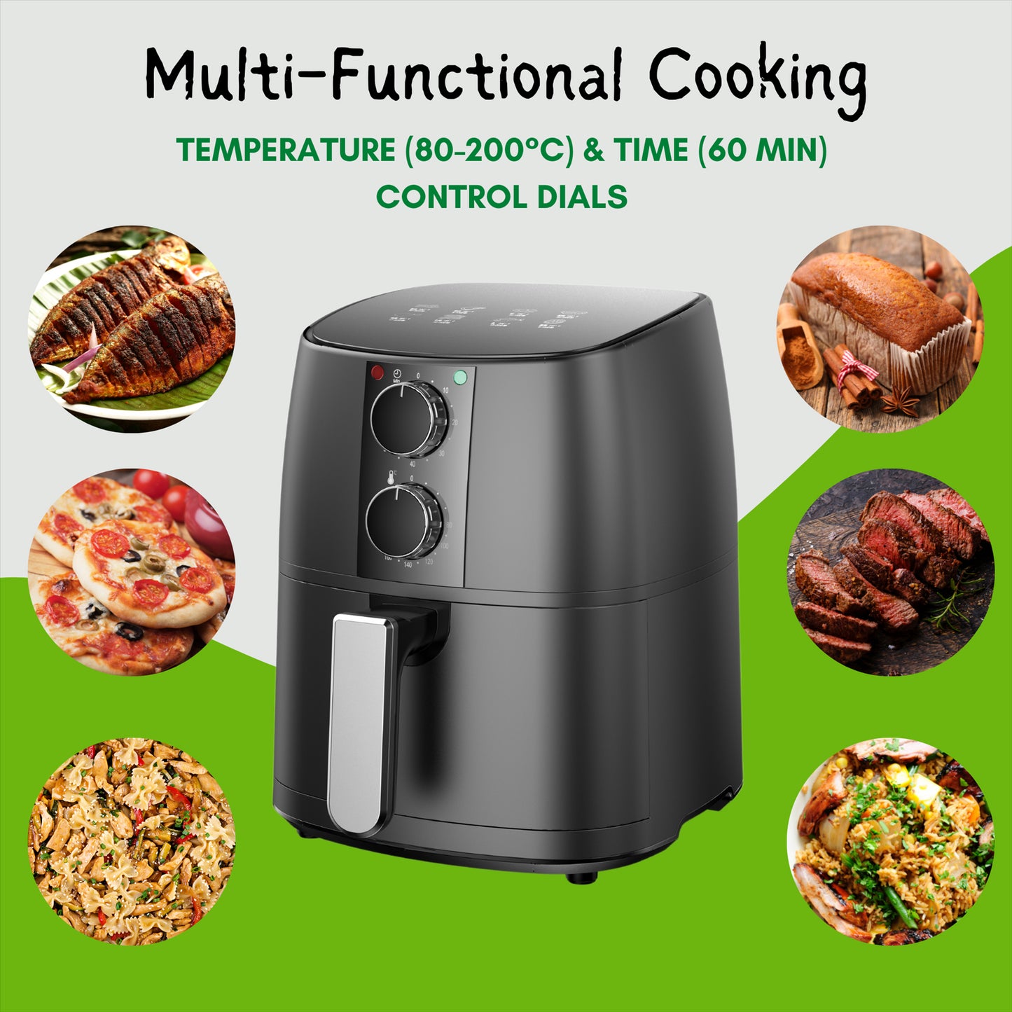 Domestic King 4L Air Fryer - Healthy Cooking & Free Recipe Book Included
