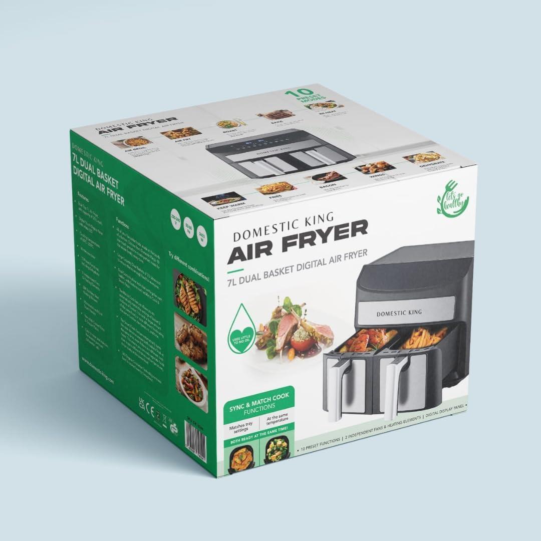 Domestic King 7L Dual Basket Air Fryer - 2400W Precision & Power