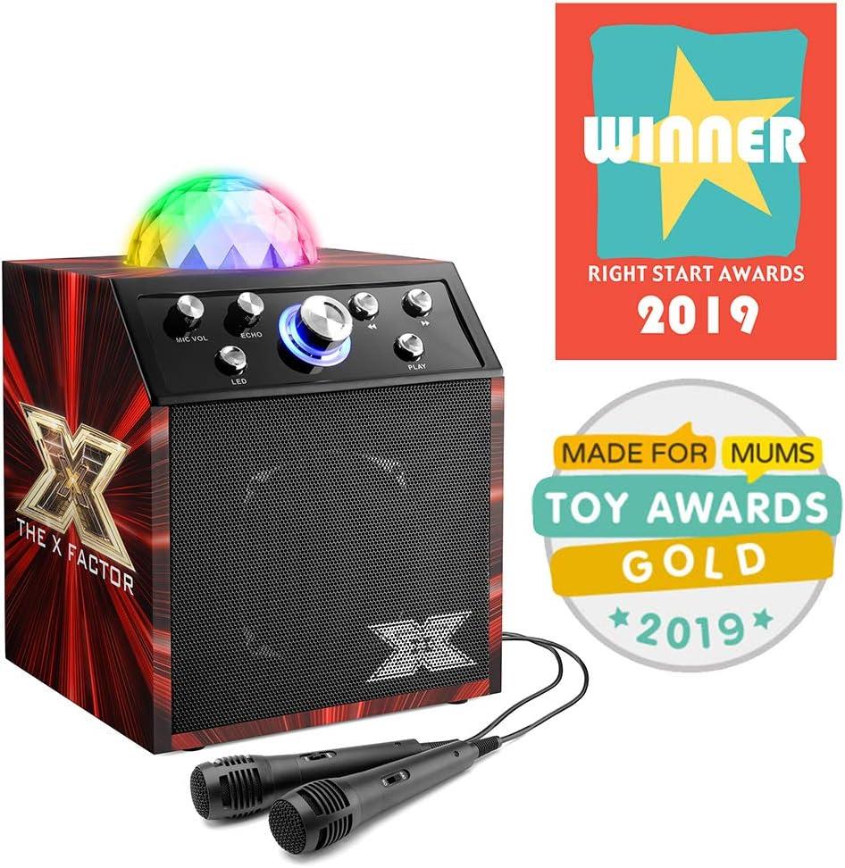 X Factor Disco Cube Speaker: Bluetooth Karaoke with LED Lights & Dual Mics