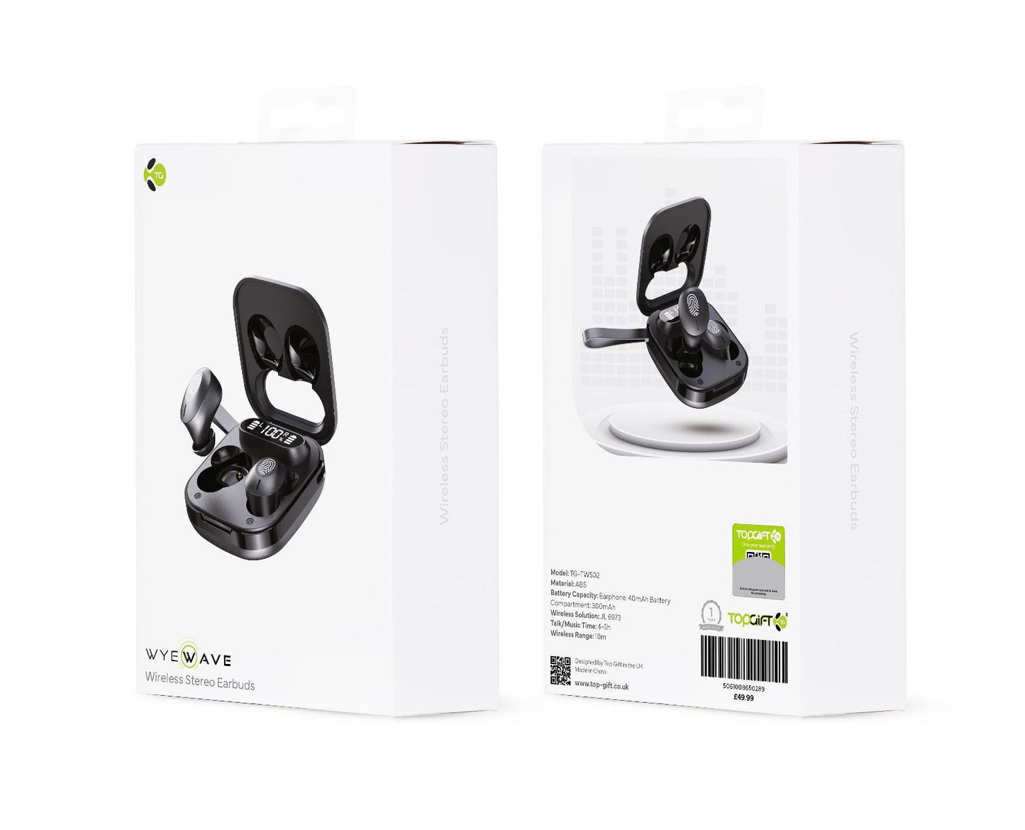 WYEWAVE TG-TWS02 Black Wireless Stereo Earbuds