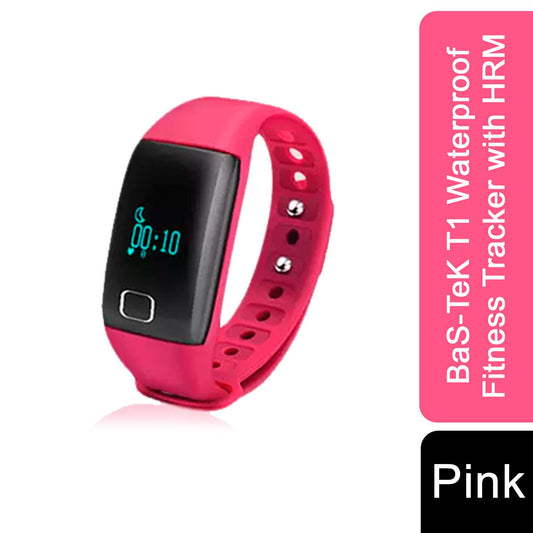 BaS-TeK T1 Pink Waterproof Fitness Tracker with Heart Rate Monitor