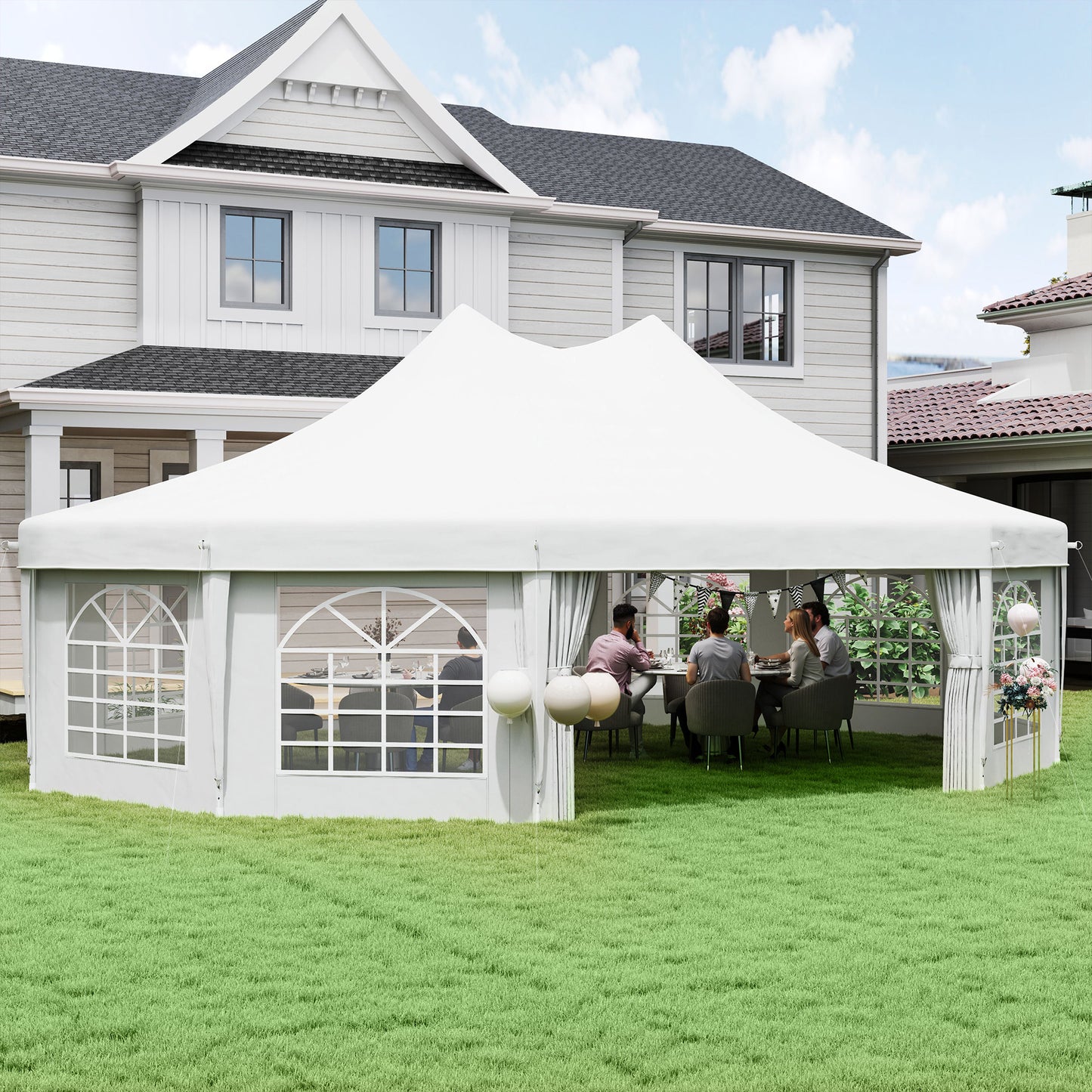 Decagonal 10-Sided Heavy-Duty Outdoor Party Tent Gazebo for Weddings