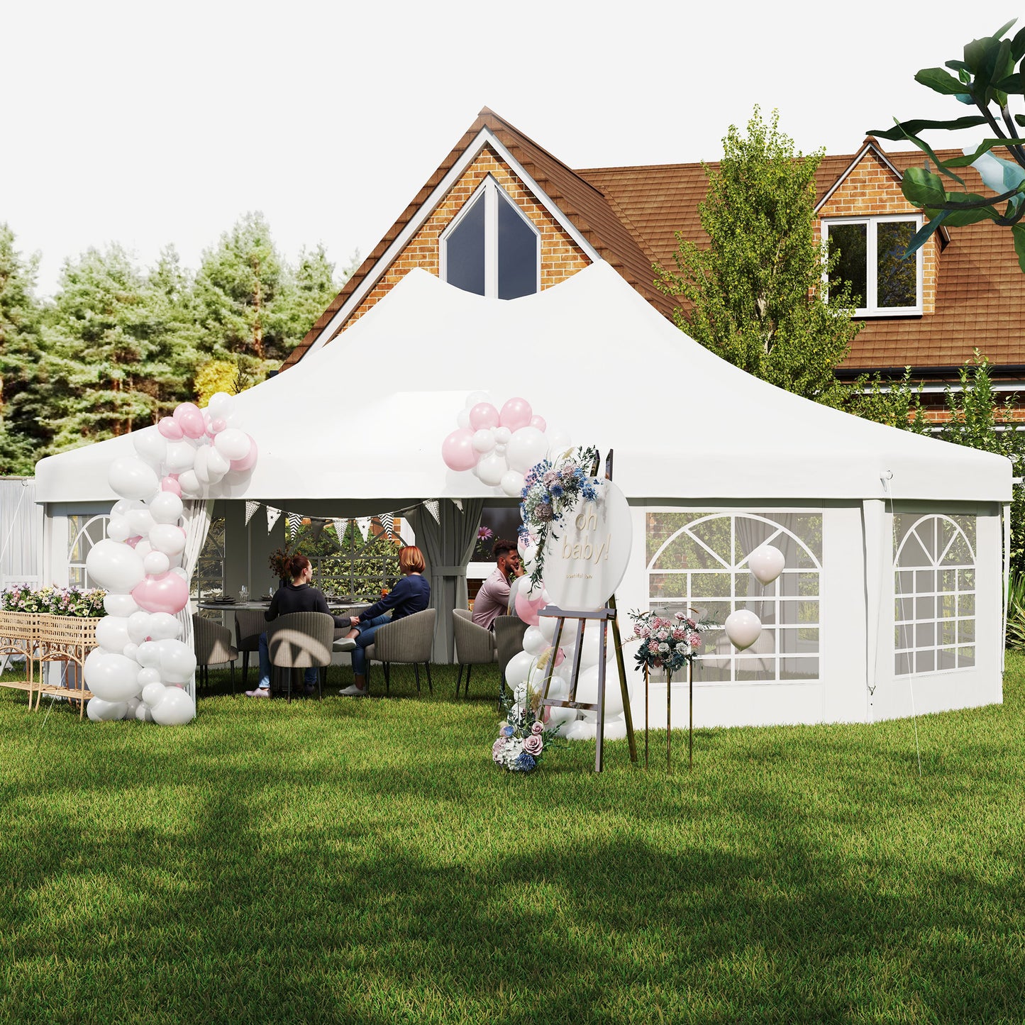 Decagonal 10-Sided Heavy-Duty Outdoor Party Tent Gazebo for Weddings