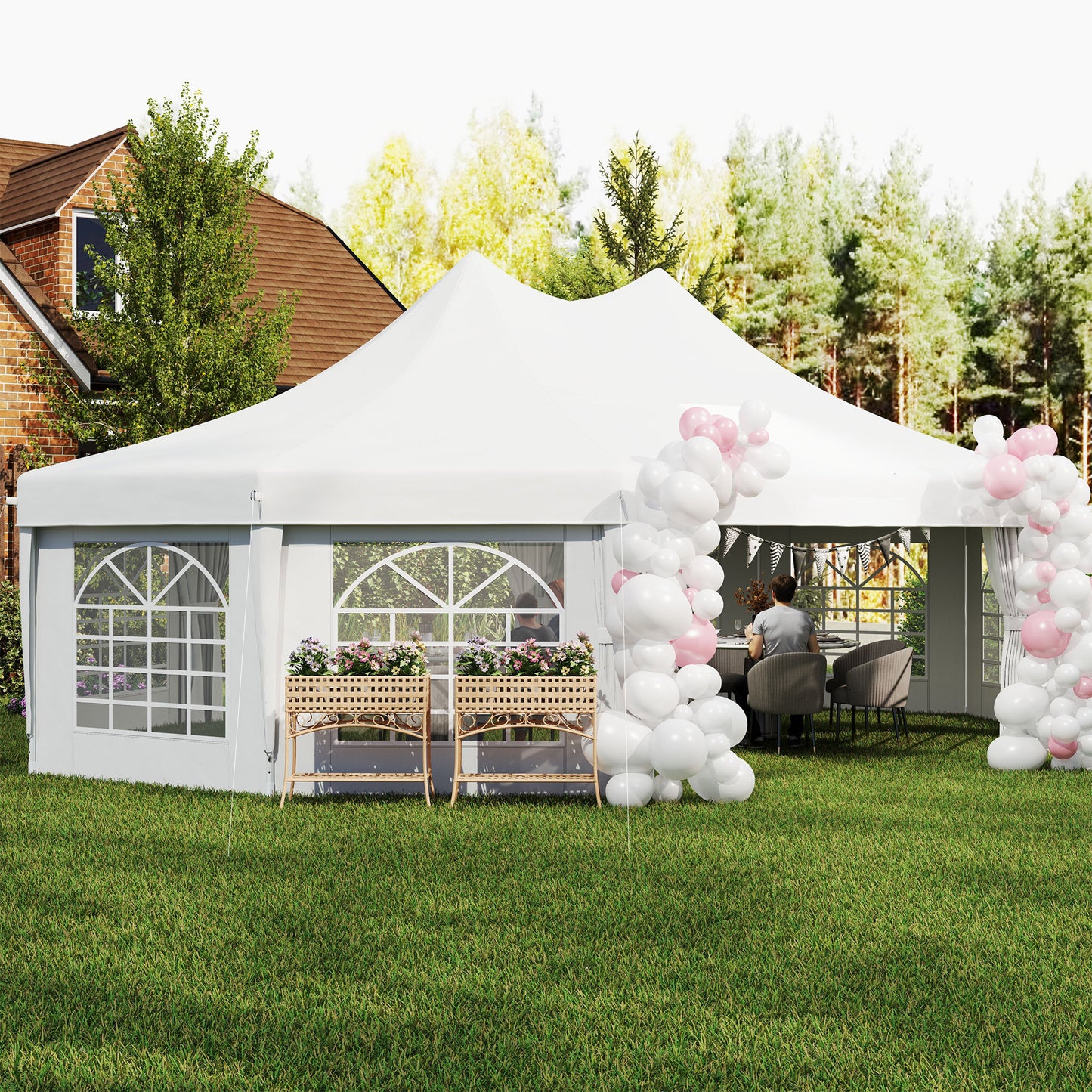Decagonal 10-Sided Heavy-Duty Outdoor Party Tent Gazebo for Weddings