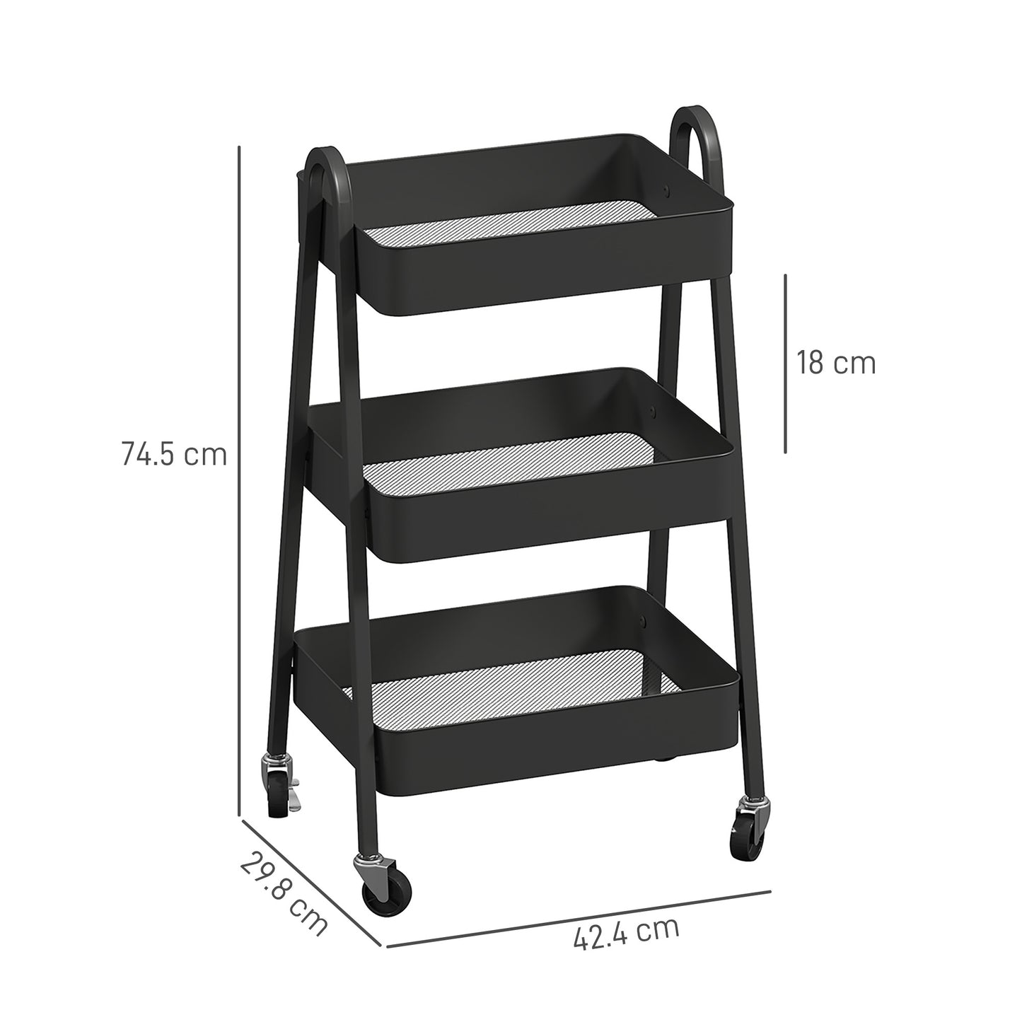 Versatile 3-Tier Rolling Utility Cart - Kitchen & Storage Trolley on Wheels