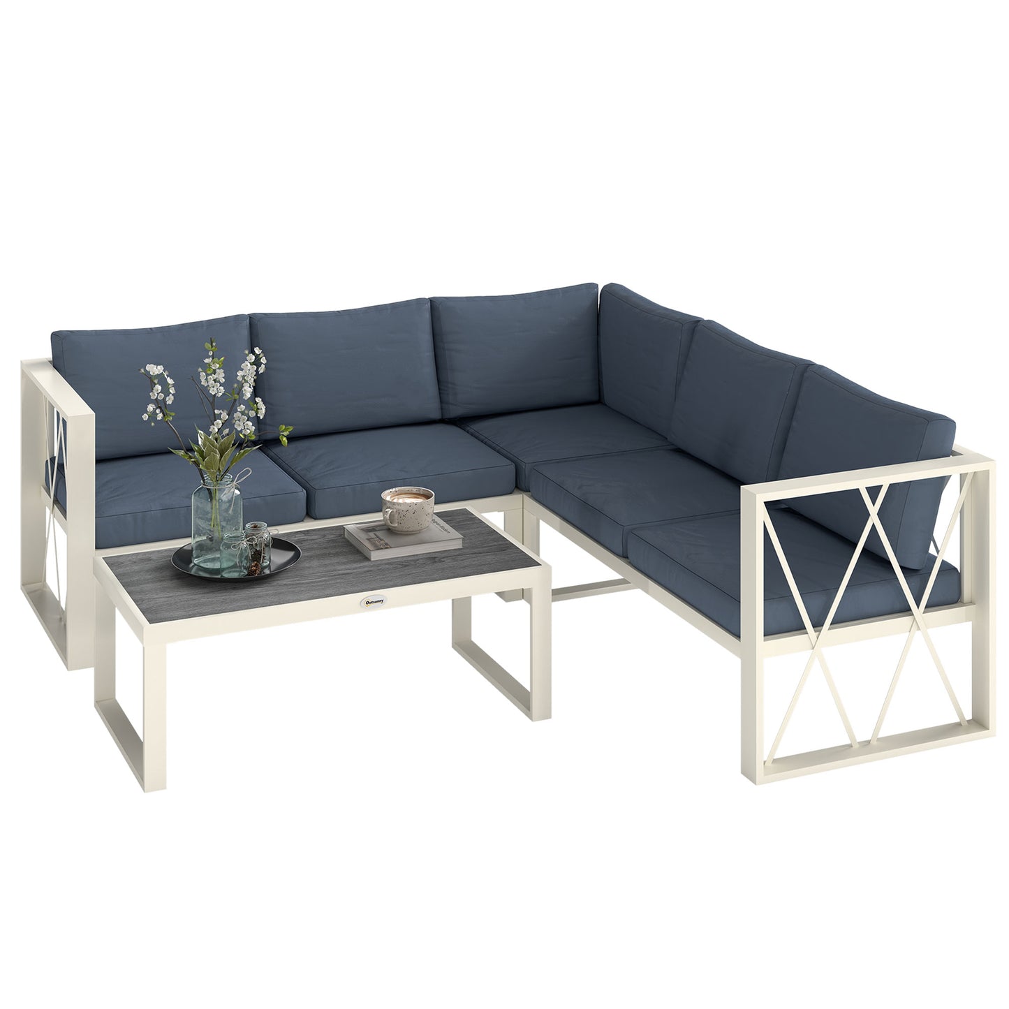 5-Seater Outdoor Sectional Sofa Set with Reclining Lounger – Grey
