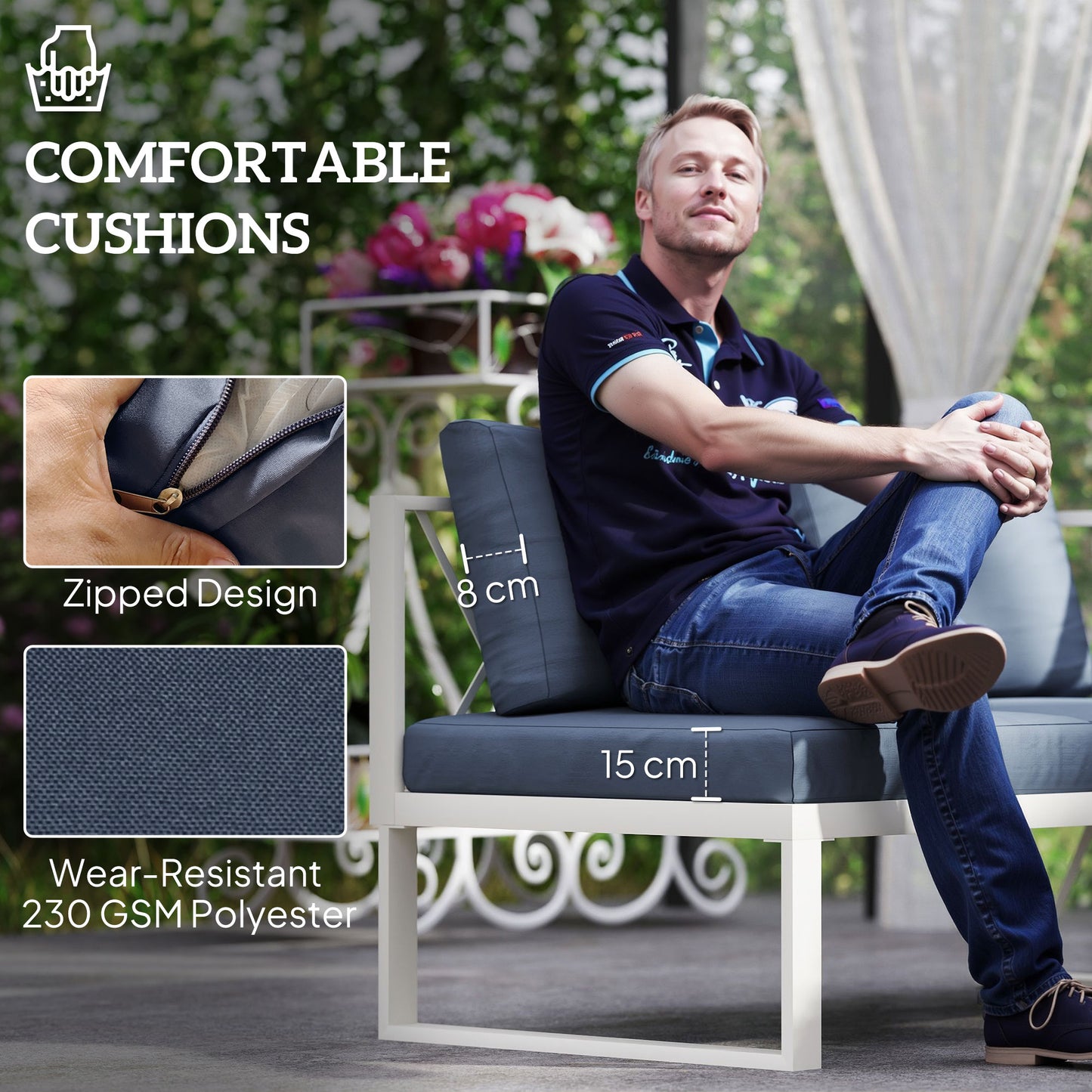 5-Seater Outdoor Sectional Sofa Set with Reclining Lounger – Grey