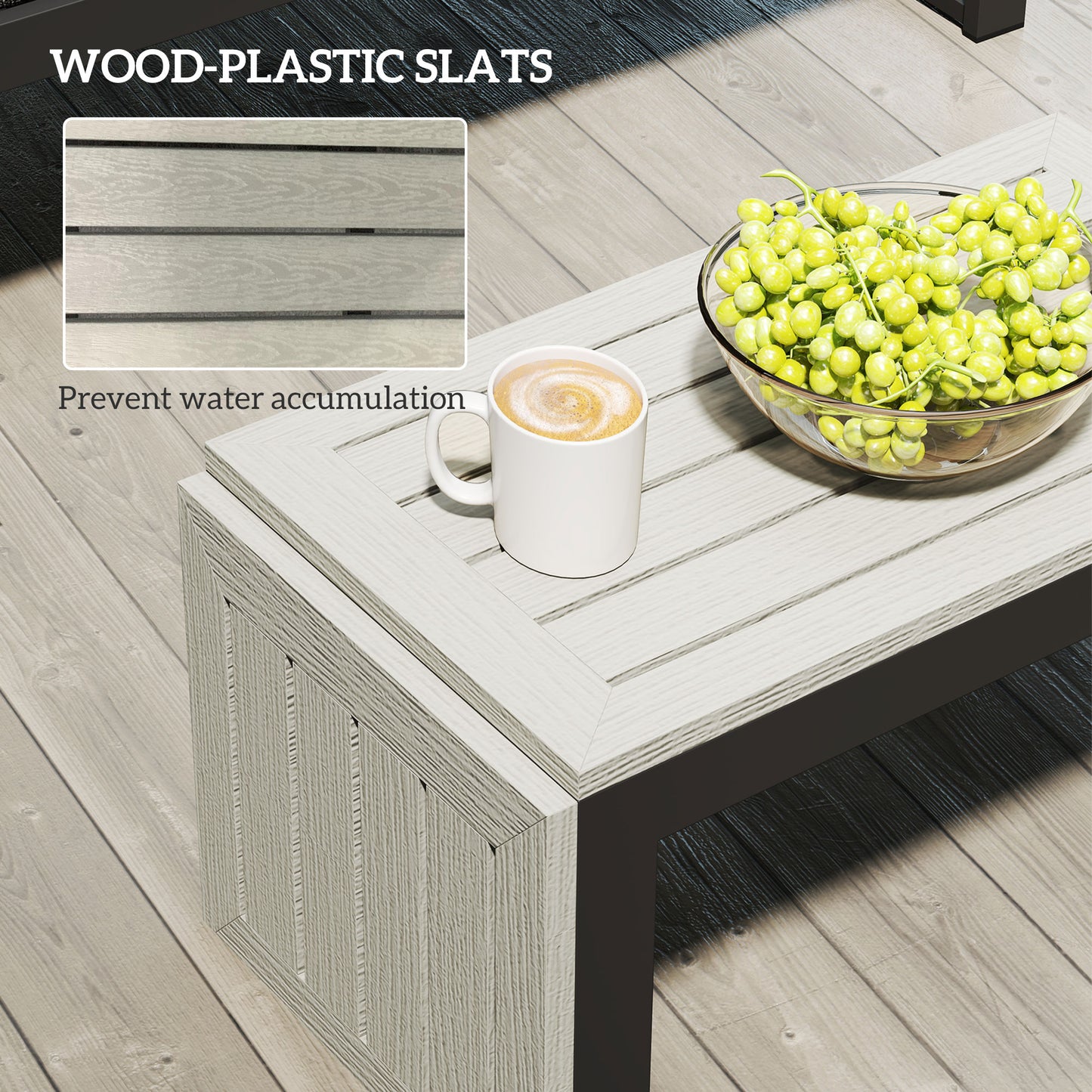 4-Seater L-Shaped Aluminium Garden Set with Convertible Table