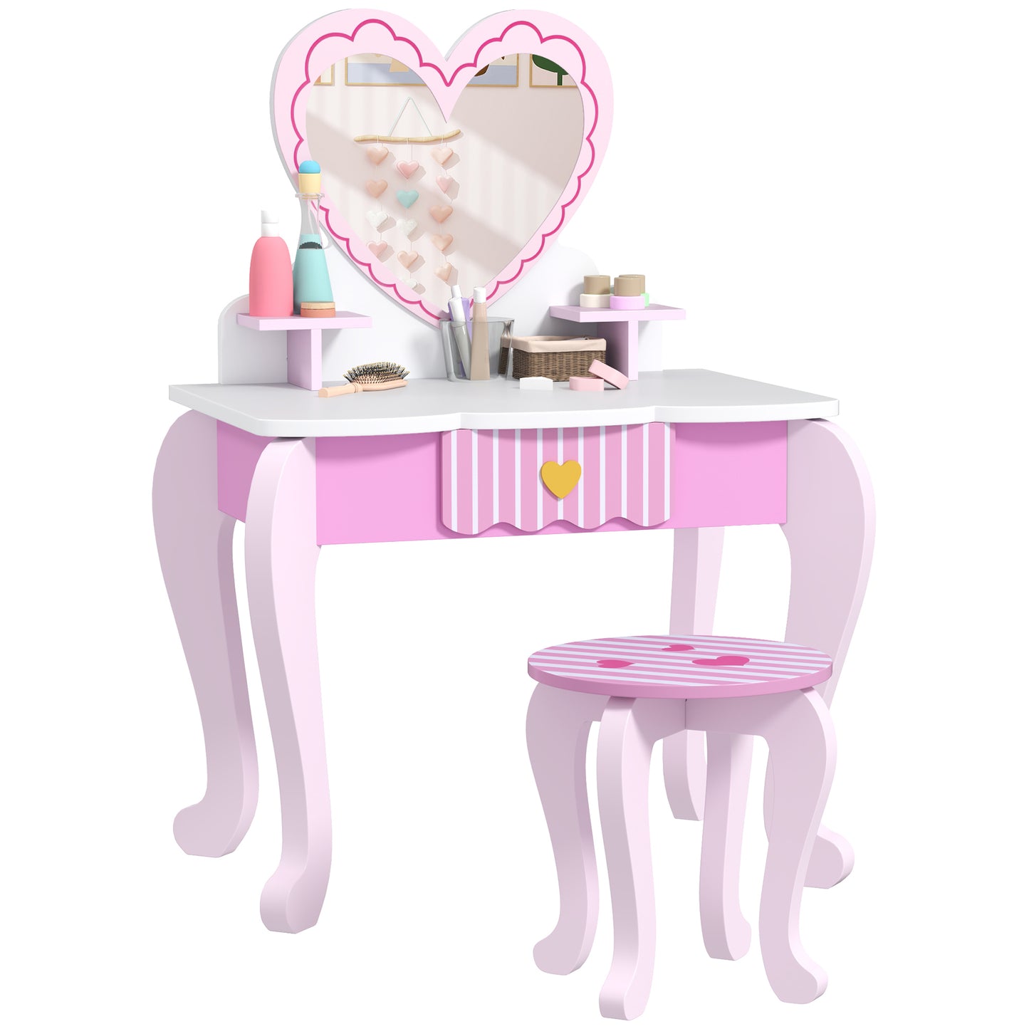 AIYAPLAY Kids Vanity Set: Adorable 2-Piece Dressing Table & Stool for Kids