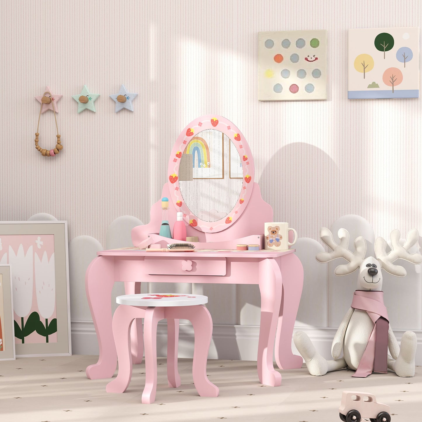 AIYAPLAY Enchanted Kids Vanity Set – 2-Piece Dressing Table with Stool