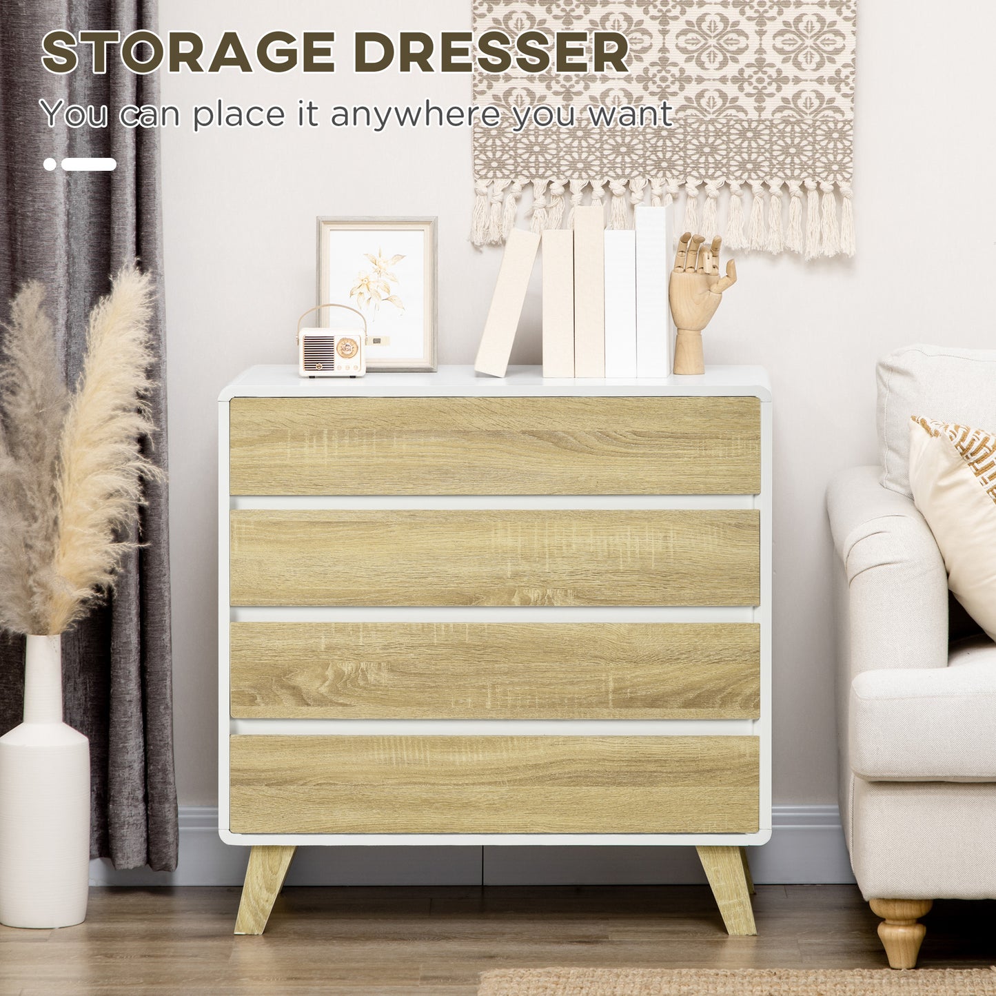 4-Drawer Chest: Elegant Storage Cabinet for Bedroom & Beyond