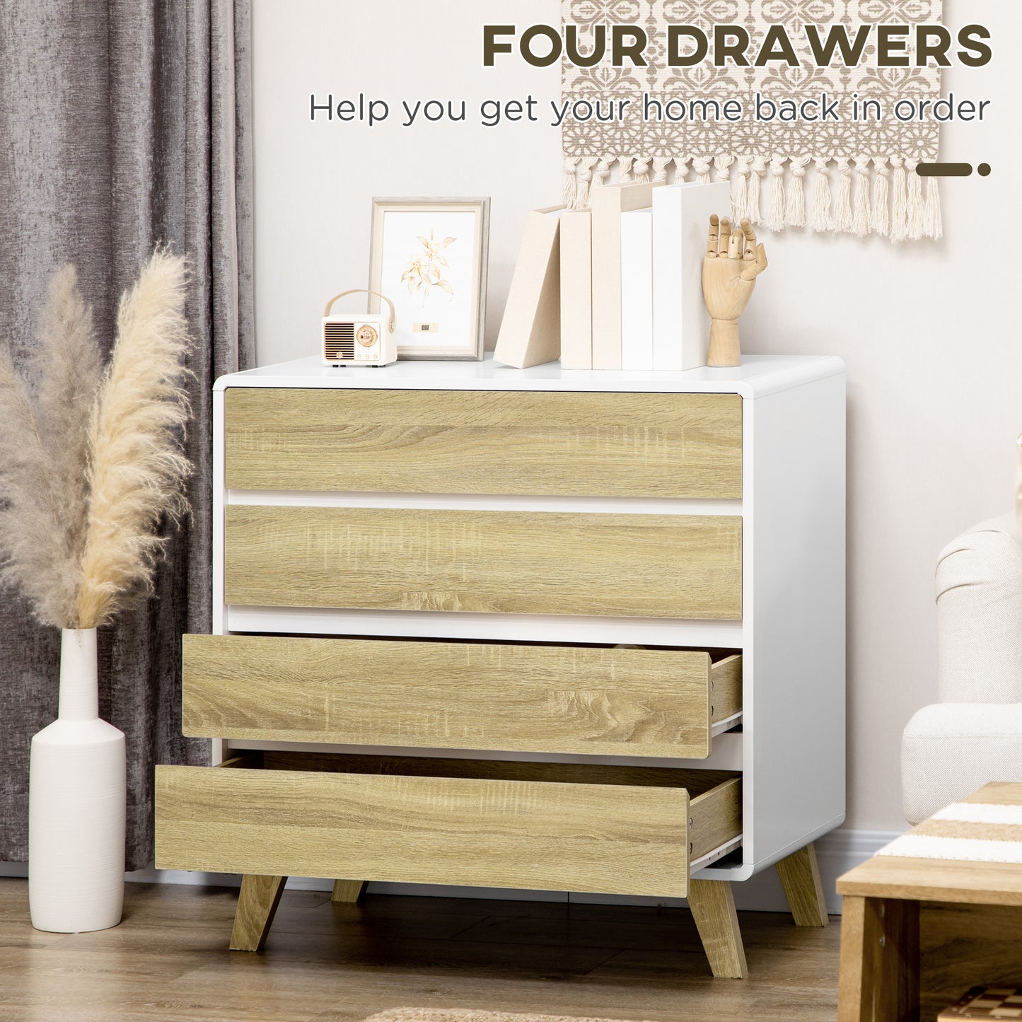 4-Drawer Chest: Elegant Storage Cabinet for Bedroom & Beyond