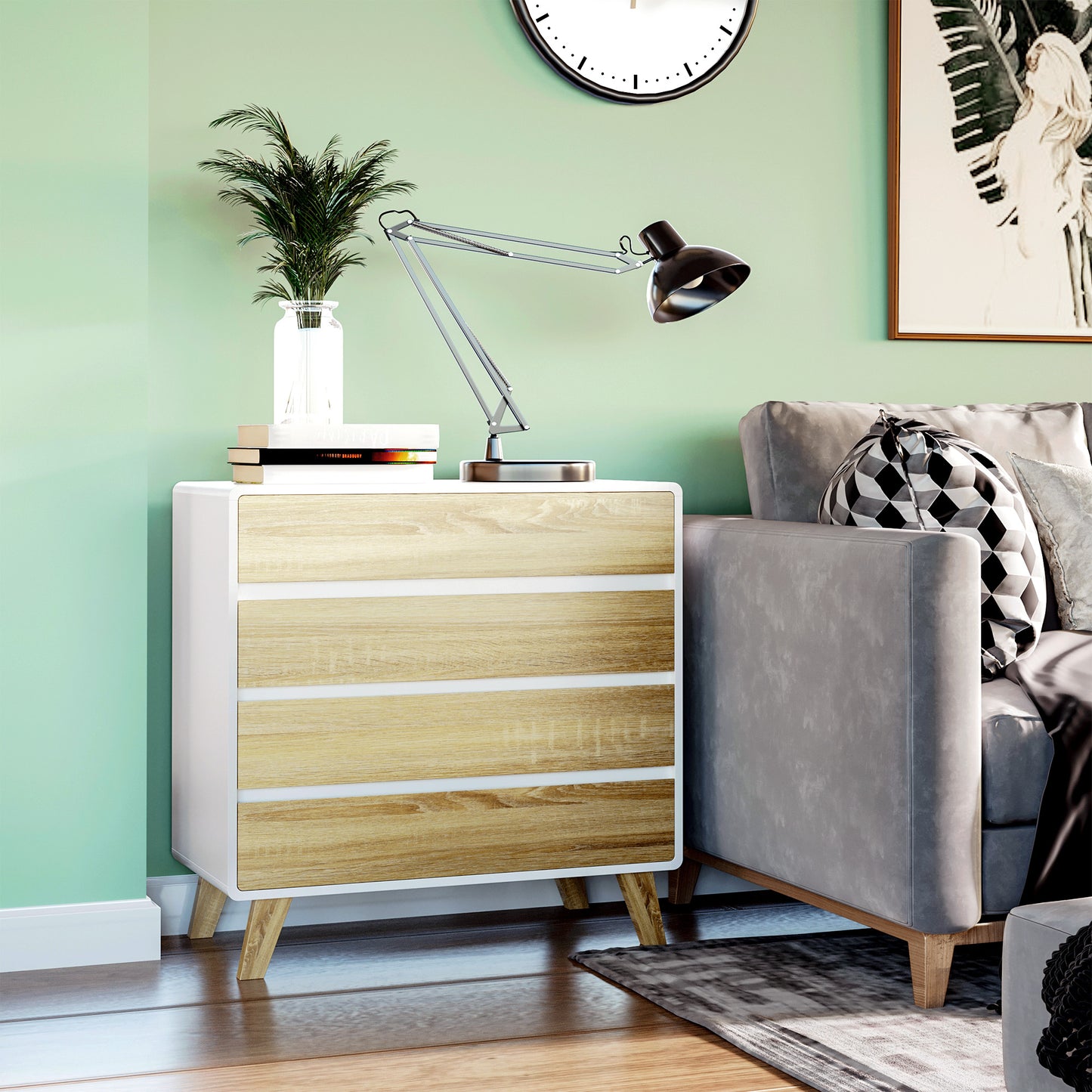 4-Drawer Chest: Elegant Storage Cabinet for Bedroom & Beyond