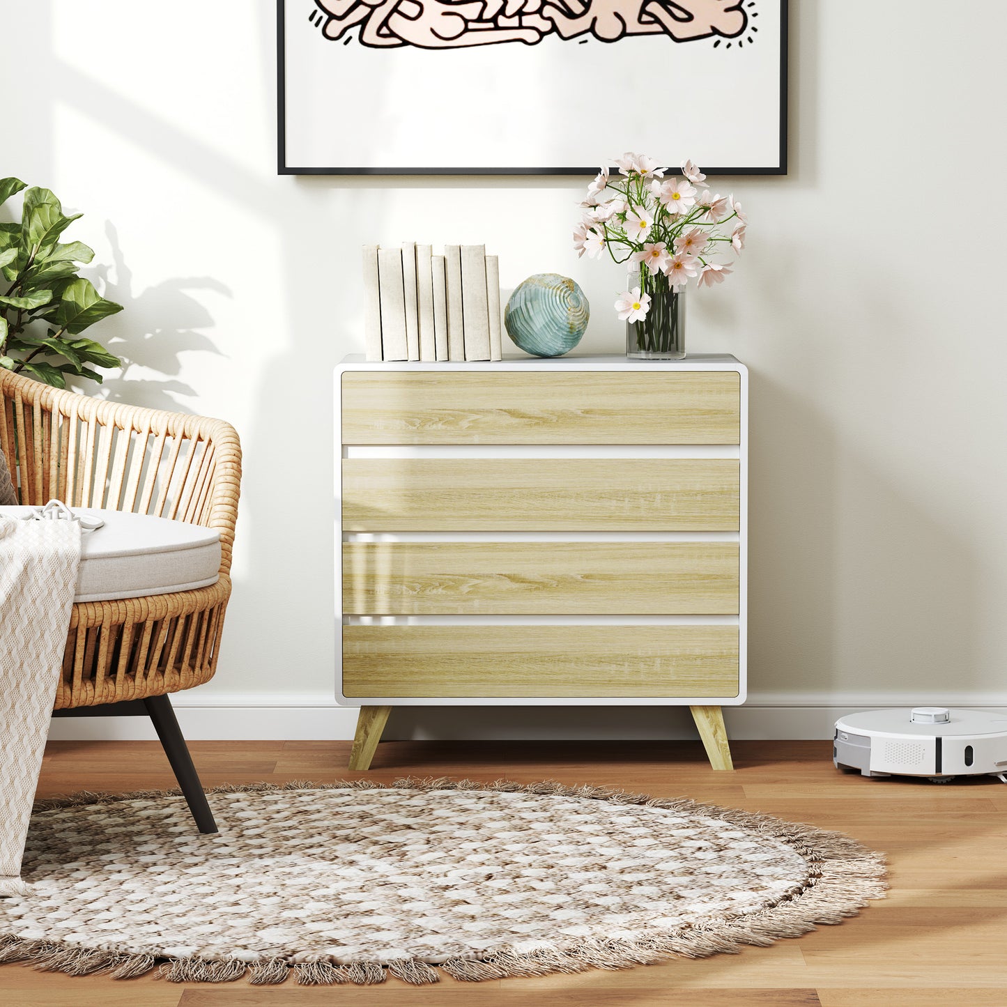 4-Drawer Chest: Elegant Storage Cabinet for Bedroom & Beyond