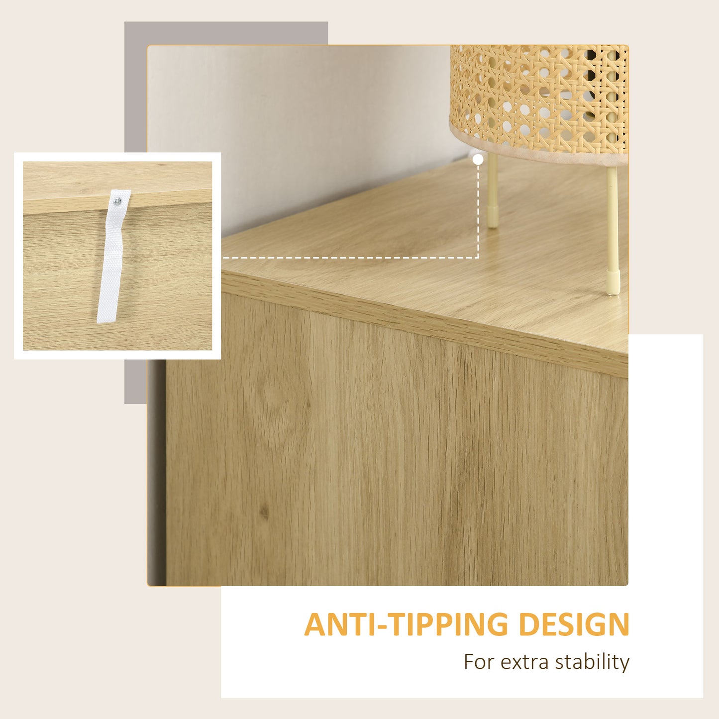 Boho Chic 4-Drawer Dresser: Natural Rattan Accent & Ample Storage Solution