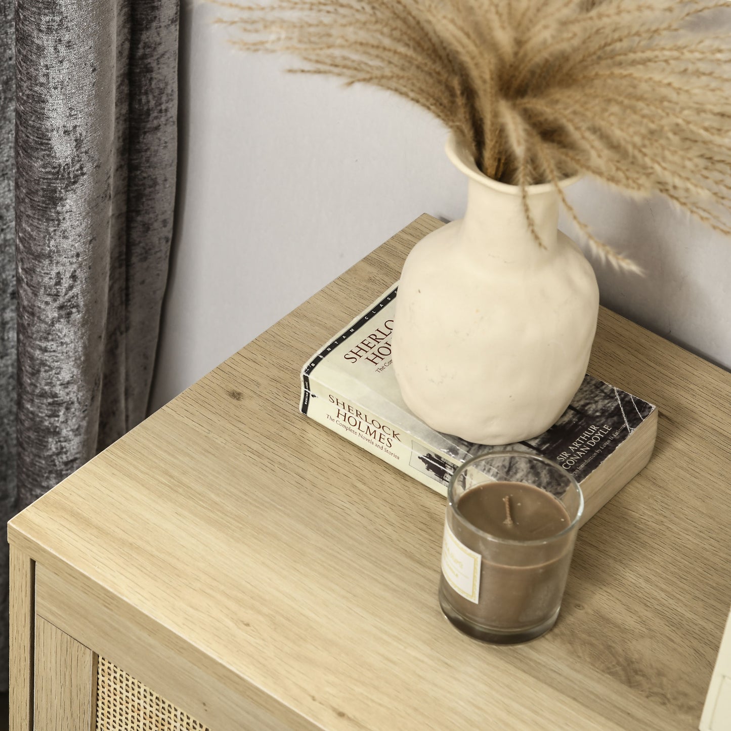 Boho Chic 4-Drawer Dresser: Natural Rattan Accent & Ample Storage Solution