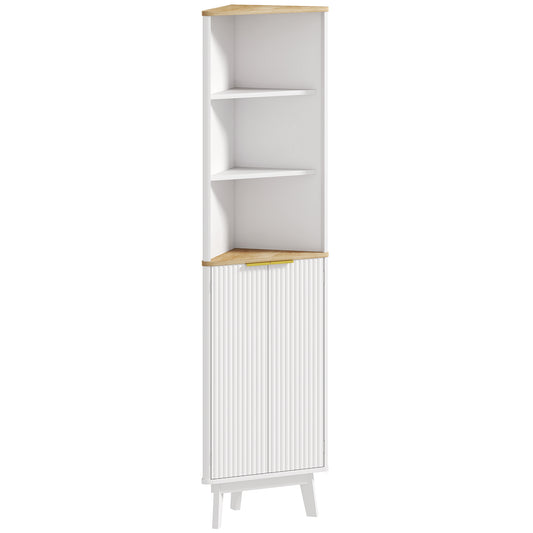 Stylish Slim Bathroom Storage Unit with Adjustable Shelving - White