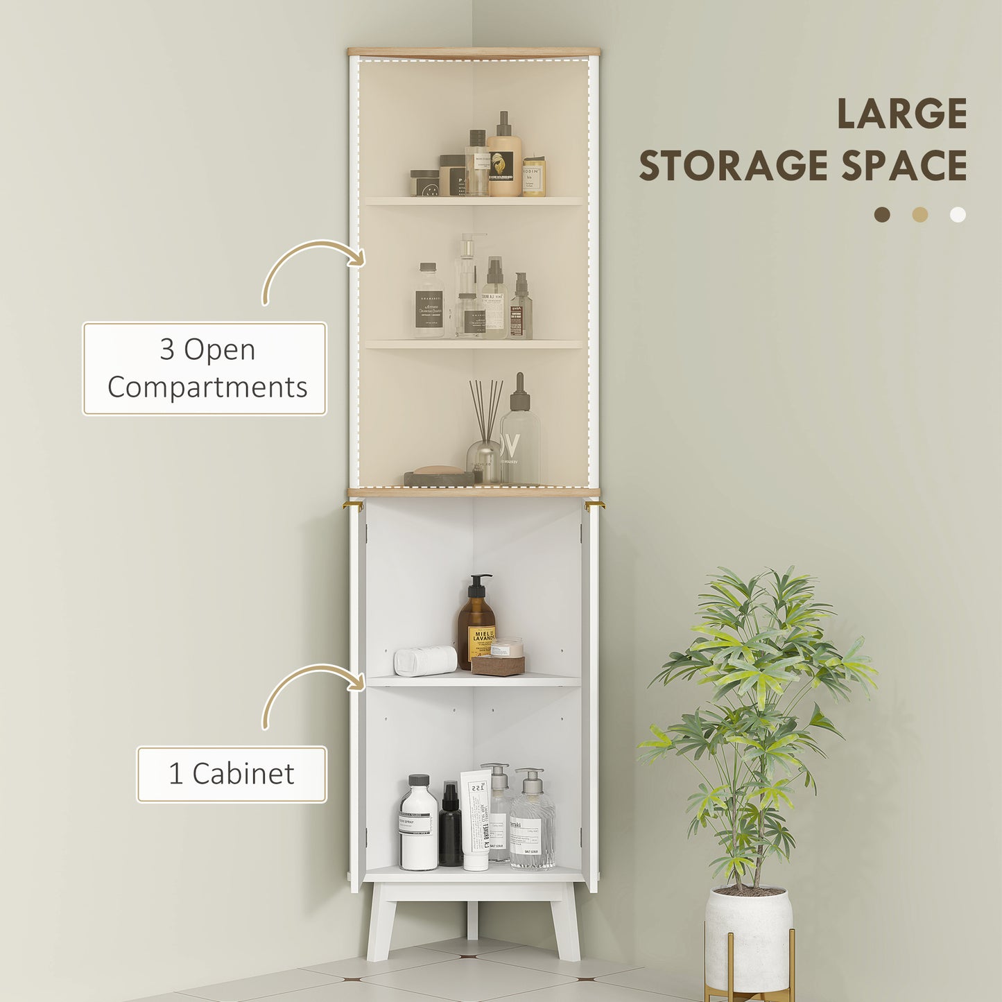 Stylish Slim Bathroom Storage Unit with Adjustable Shelving - White