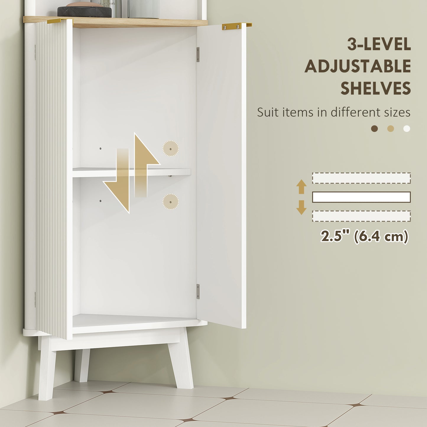 Stylish Slim Bathroom Storage Unit with Adjustable Shelving - White