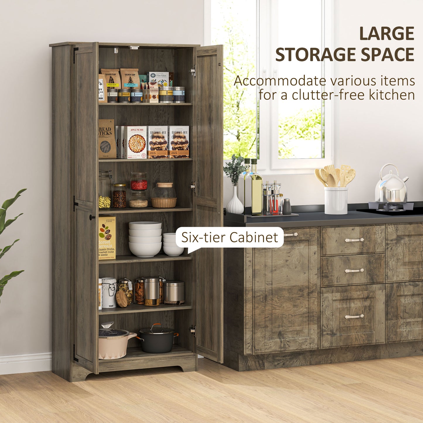 Chic Rustic Farmhouse Storage Cabinet with Adjustable Shelves - Grey Finish