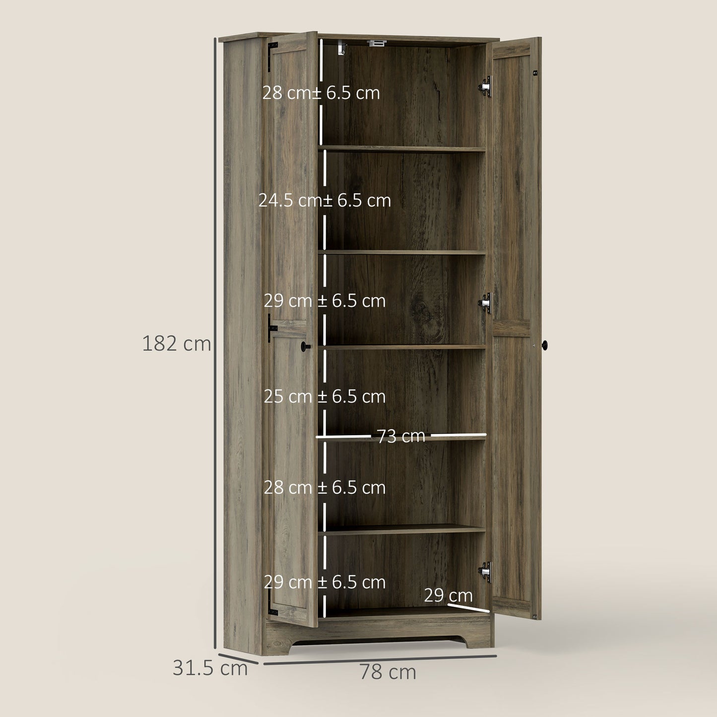 Chic Rustic Farmhouse Storage Cabinet with Adjustable Shelves - Grey Finish