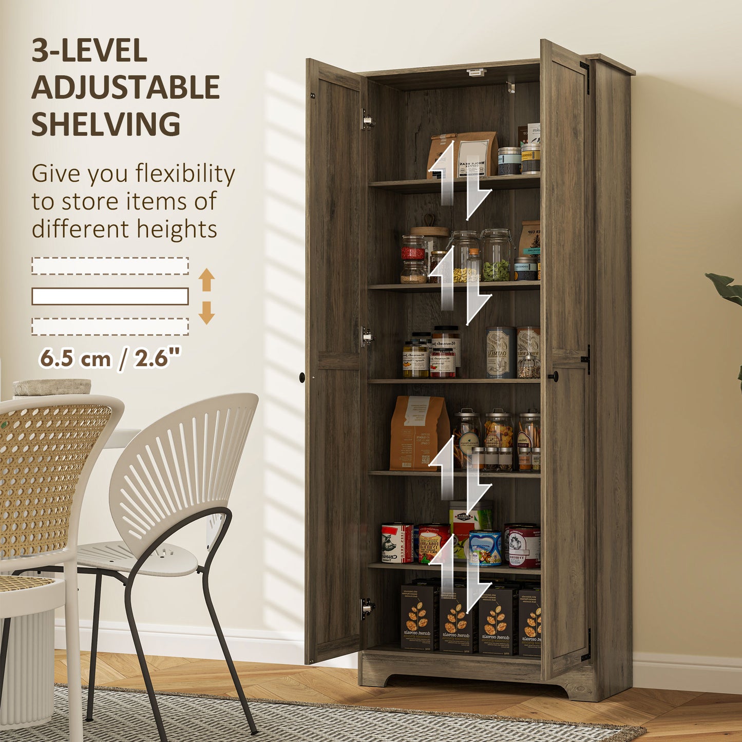Chic Rustic Farmhouse Storage Cabinet with Adjustable Shelves - Grey Finish