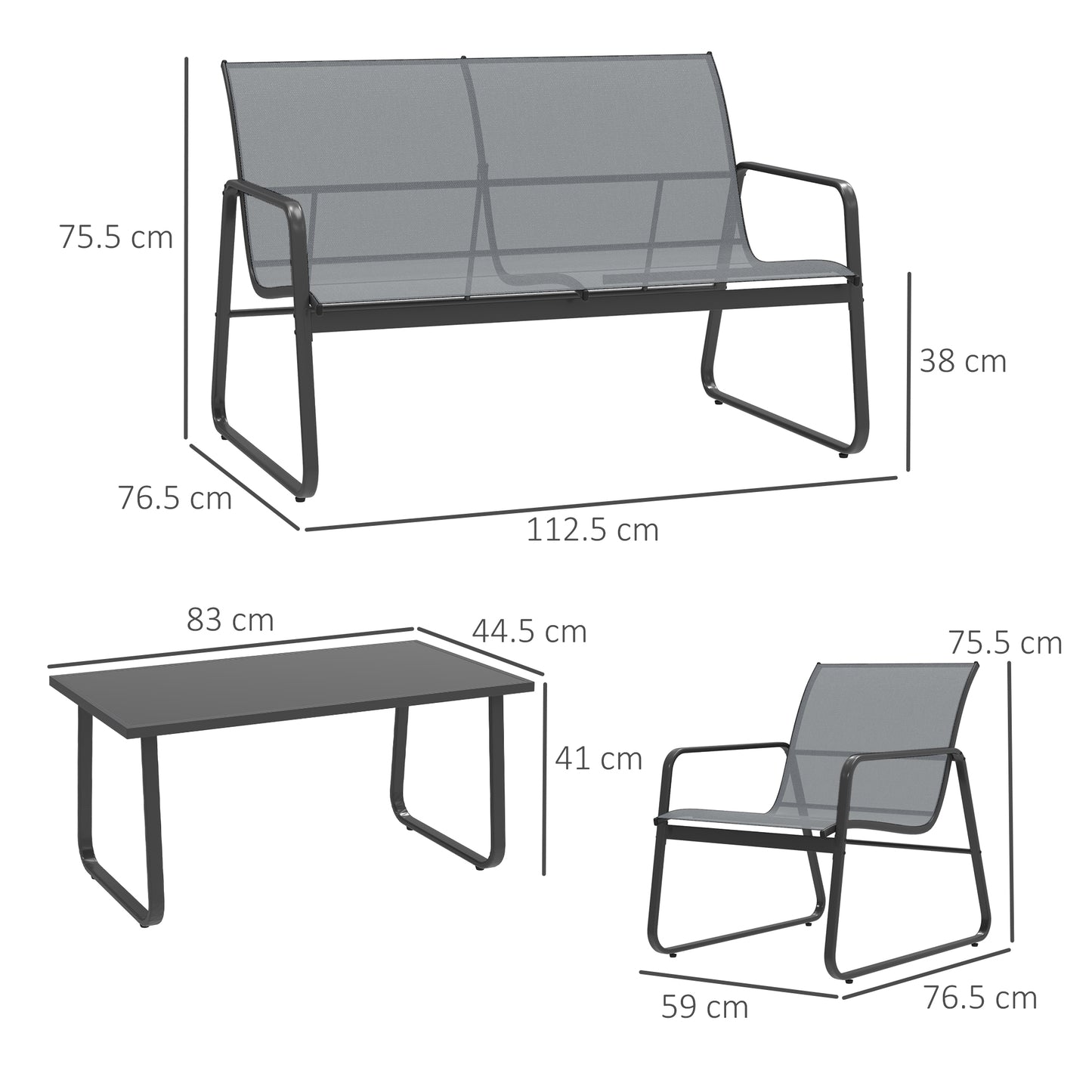 Deluxe 4-Piece Patio Garden Set: Sofa, 2 Chairs & Glass Table