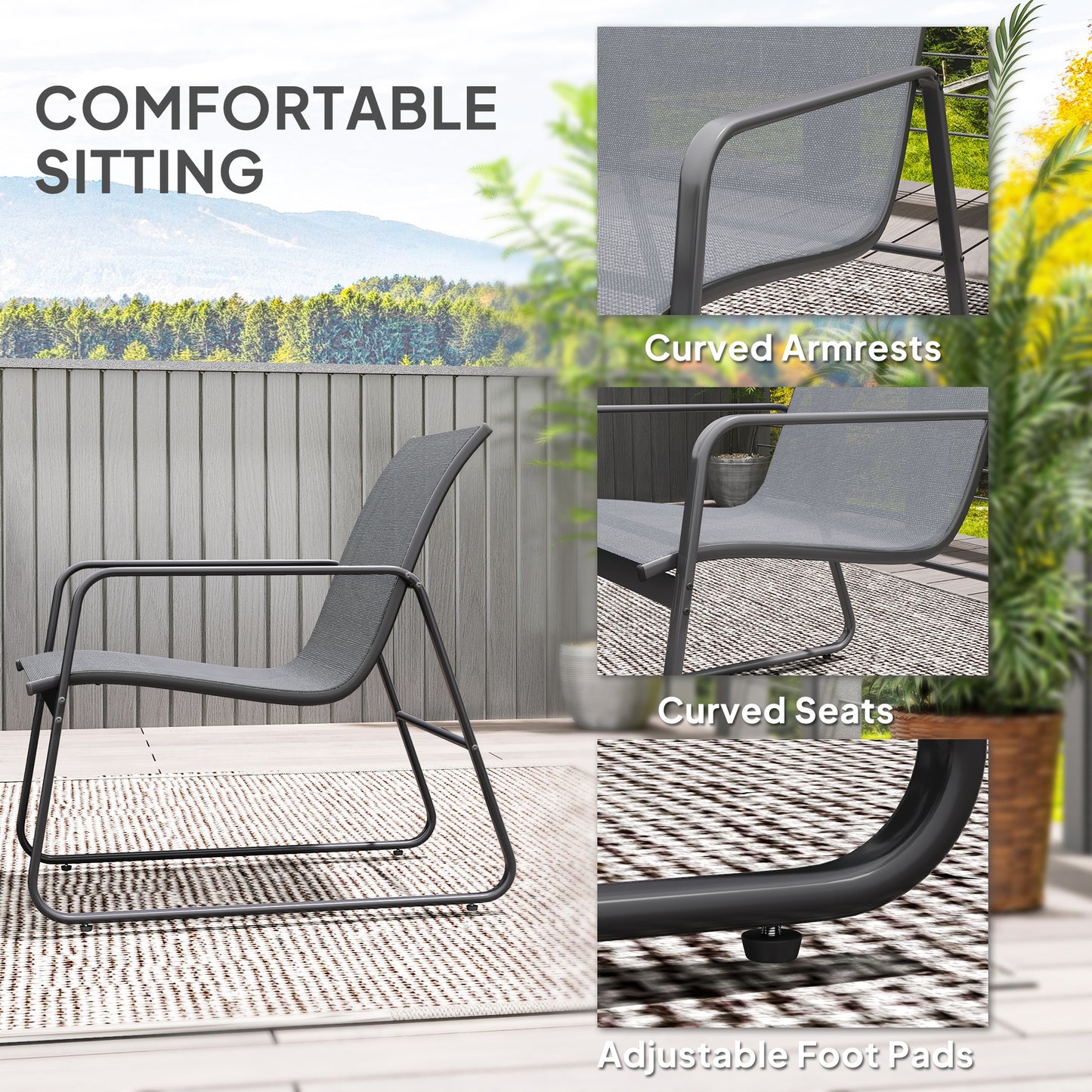 Deluxe 4-Piece Patio Garden Set: Sofa, 2 Chairs & Glass Table