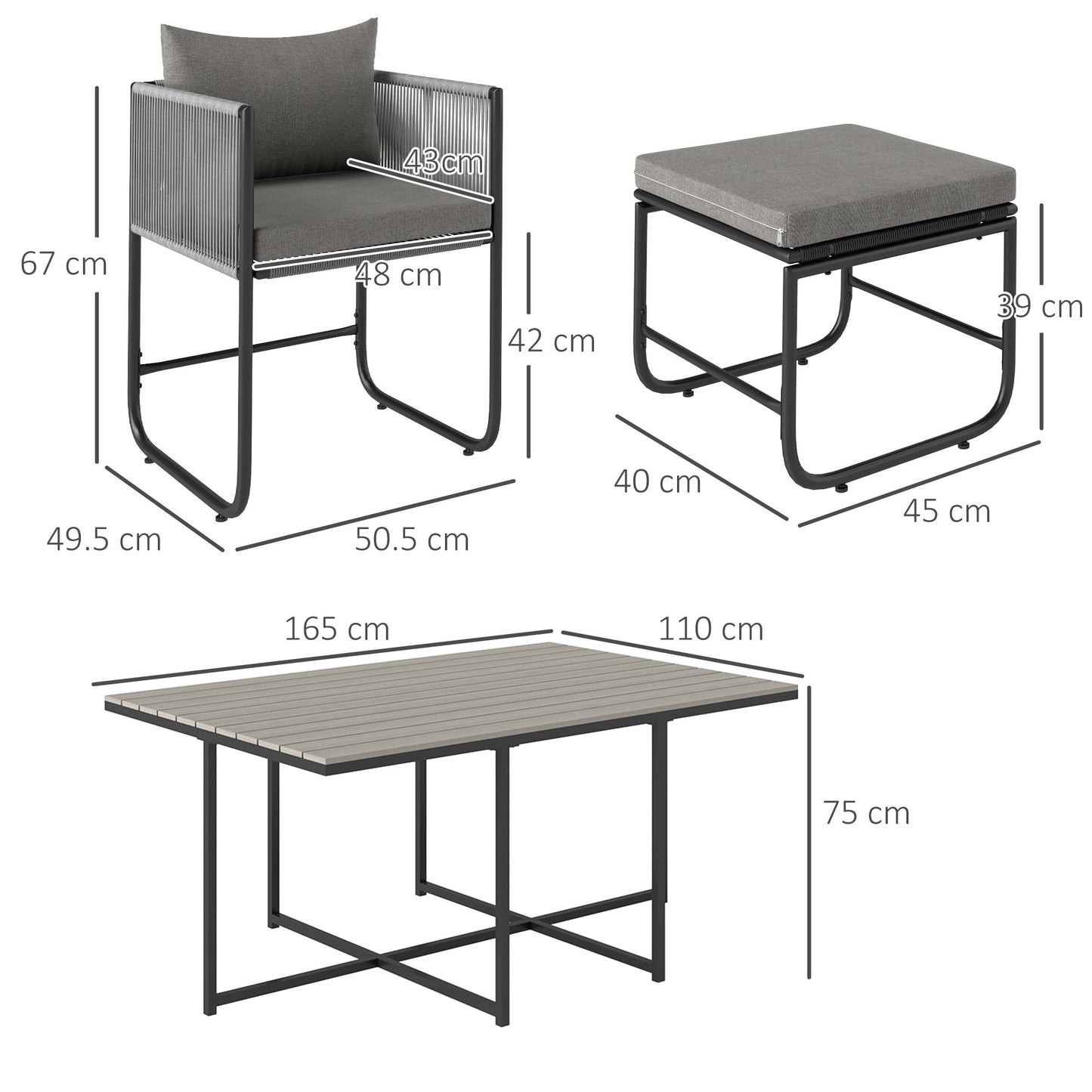 Rattan Dining Set—Space-Saving Garden Table & Cushioned Chairs