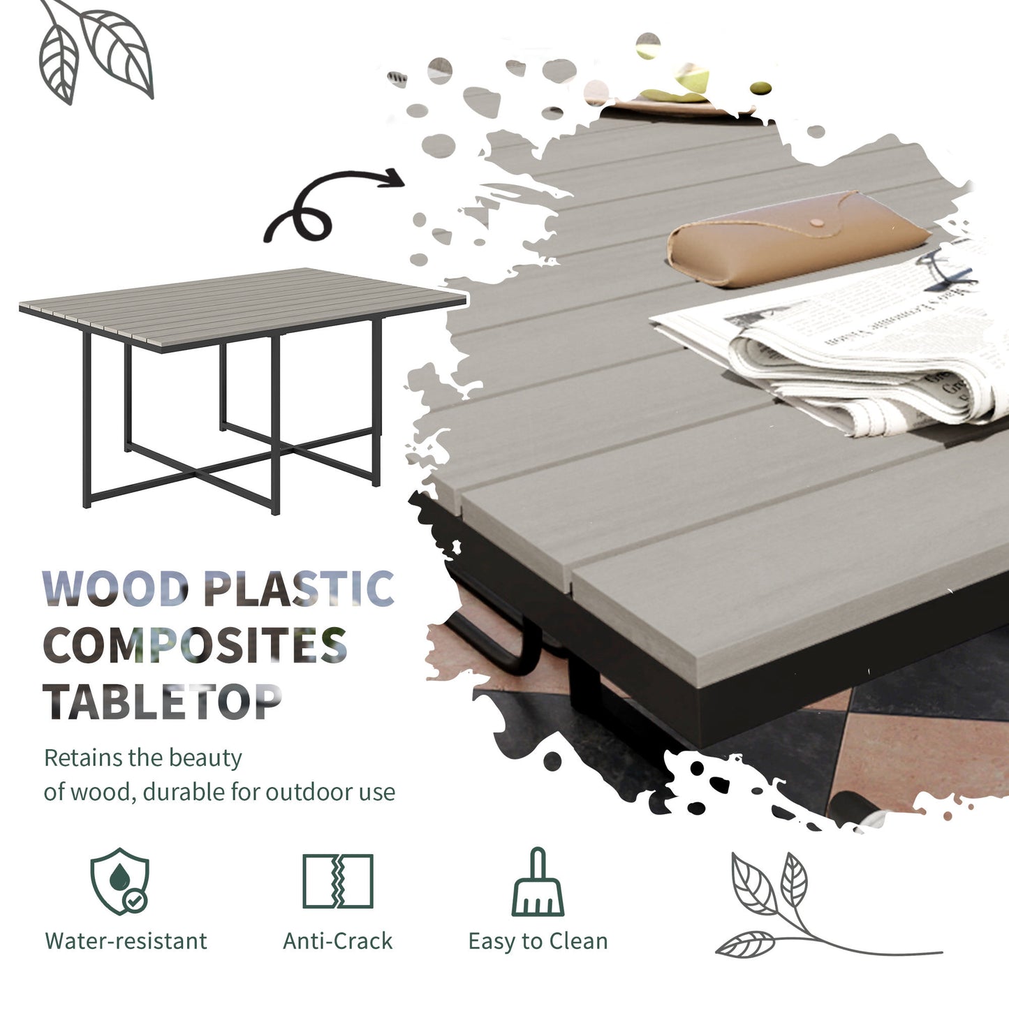 Rattan Dining Set—Space-Saving Garden Table & Cushioned Chairs