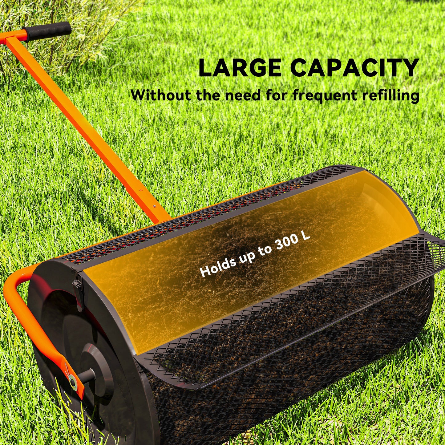 24-Inch Garden Compost Spreader with Adjustable Handle