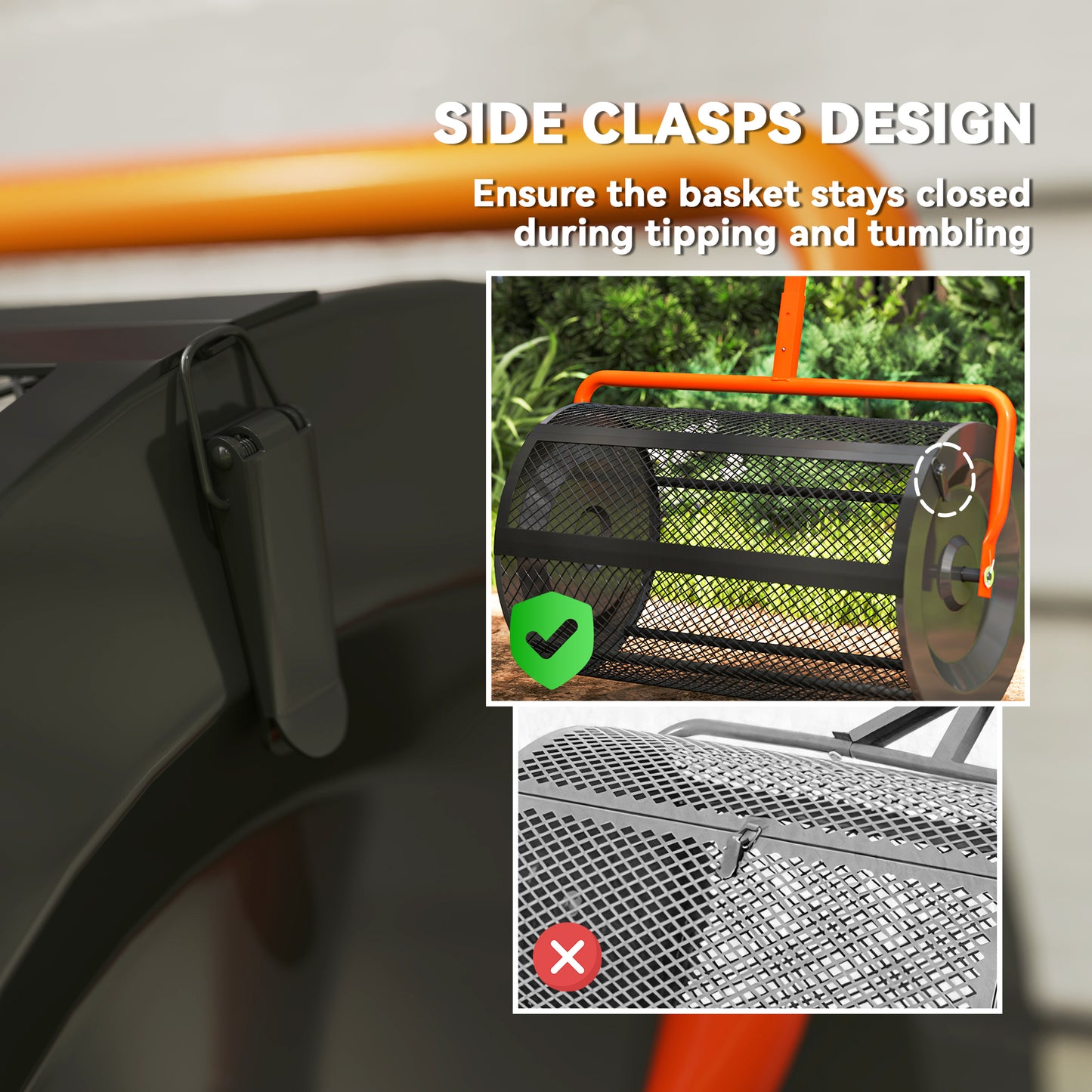 24-Inch Garden Compost Spreader with Adjustable Handle