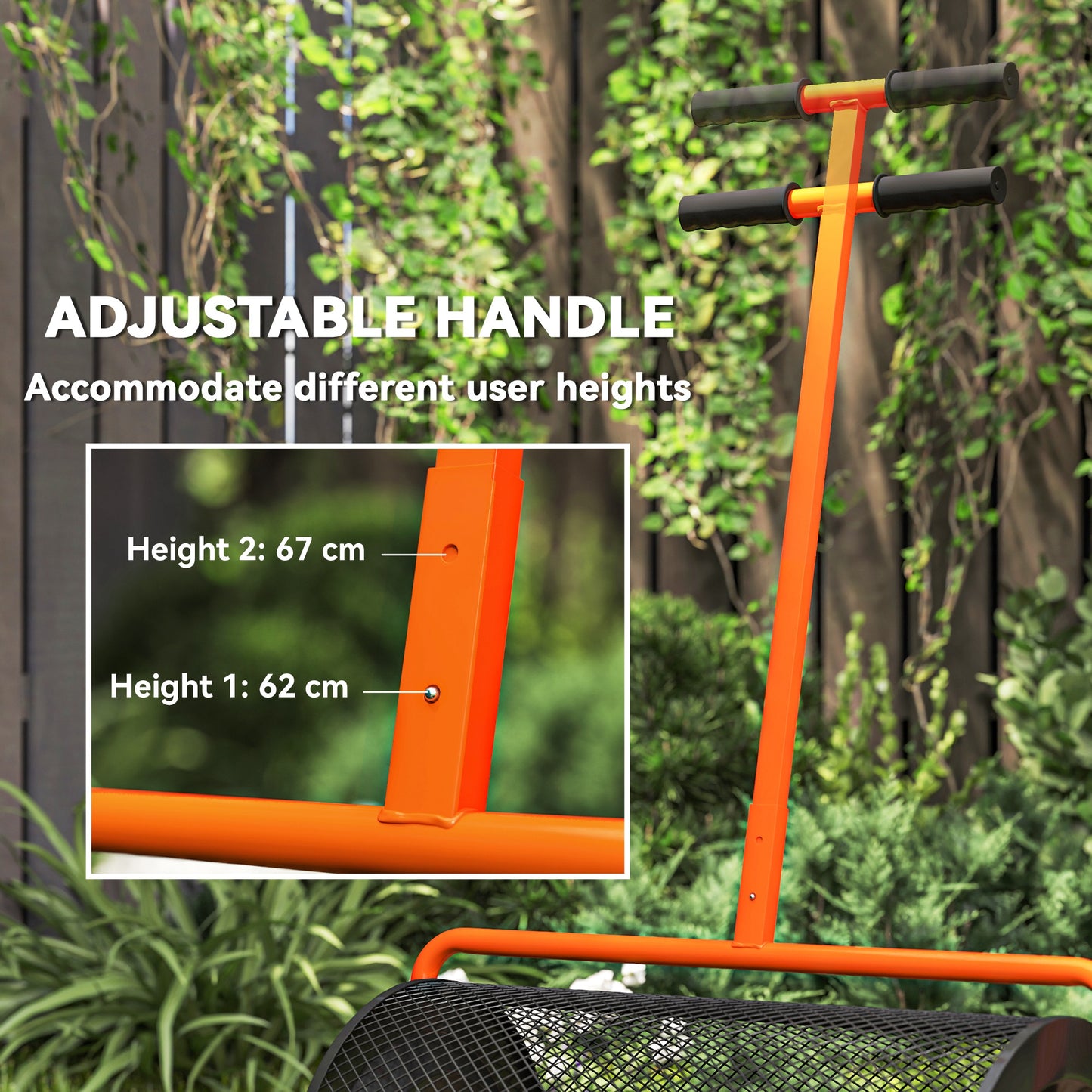 24-Inch Garden Compost Spreader with Adjustable Handle