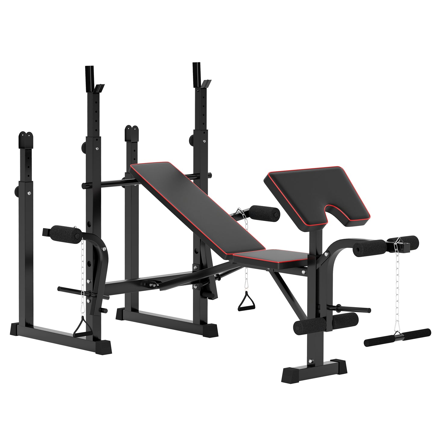 SPORTNOW 3-in-1 Folding Weight Bench: Rack, Preacher Curl & Leg Machine