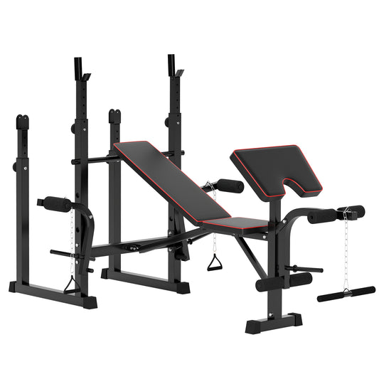 SPORTNOW 3-in-1 Folding Weight Bench: Rack, Preacher Curl & Leg Machine