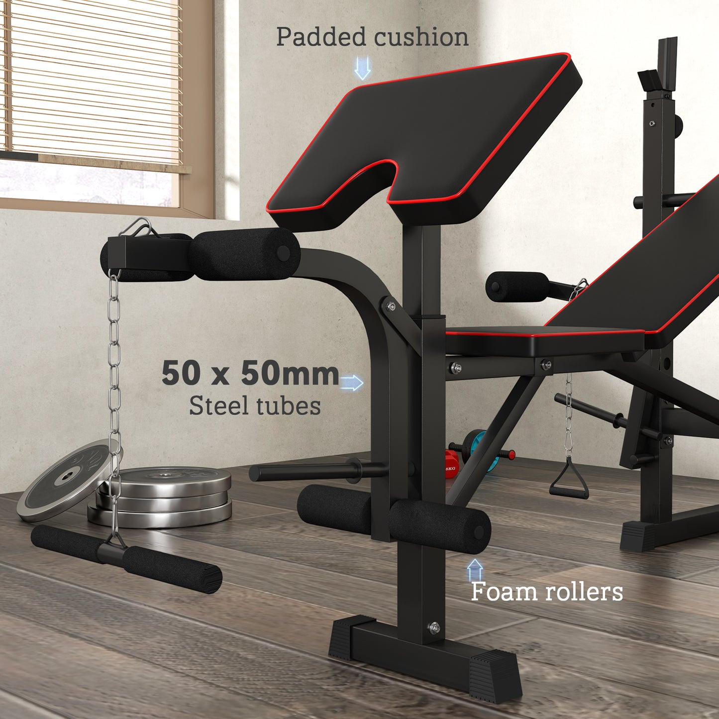 SPORTNOW 3-in-1 Folding Weight Bench: Rack, Preacher Curl & Leg Machine